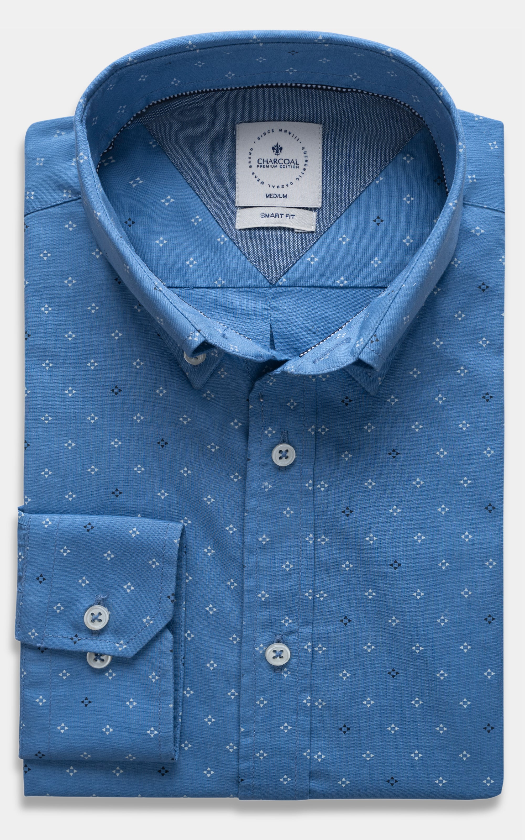 SMART FIT SHIRT INDIGO BLUE PRINTED