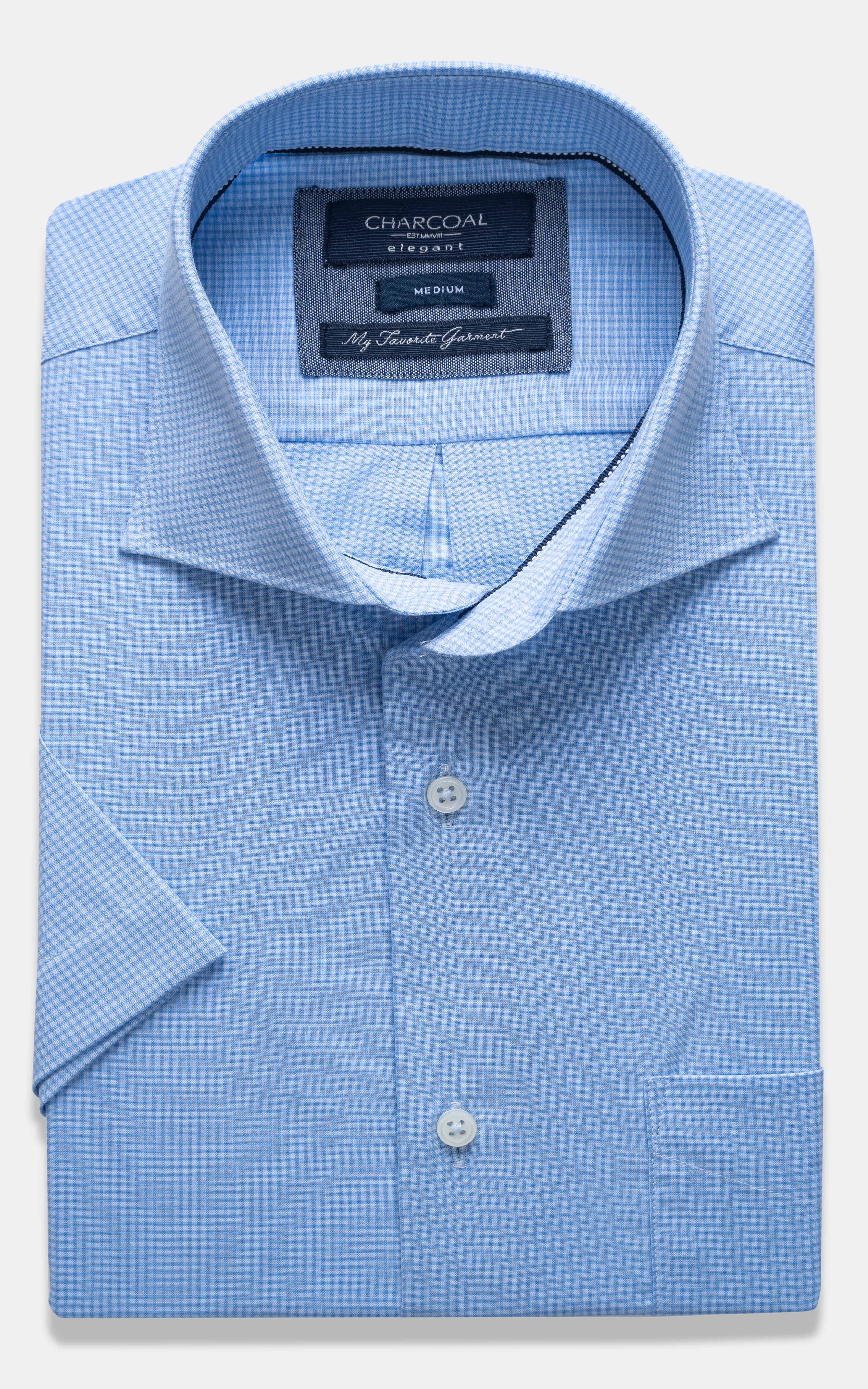 SEMI FORMAL SMART FIT CHECKED SHIRT SKY BLUE