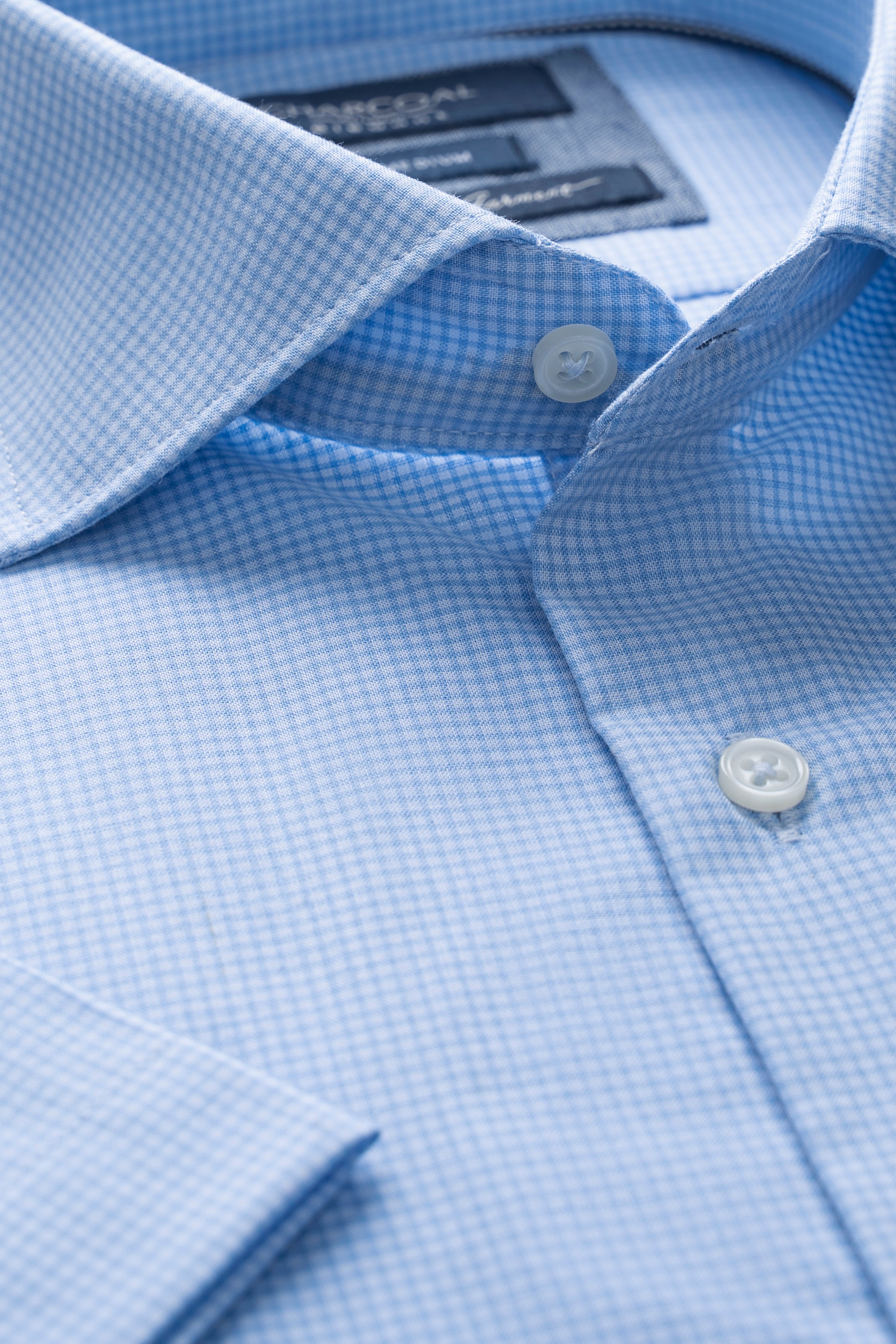 SEMI FORMAL SMART FIT CHECKED SHIRT SKY BLUE