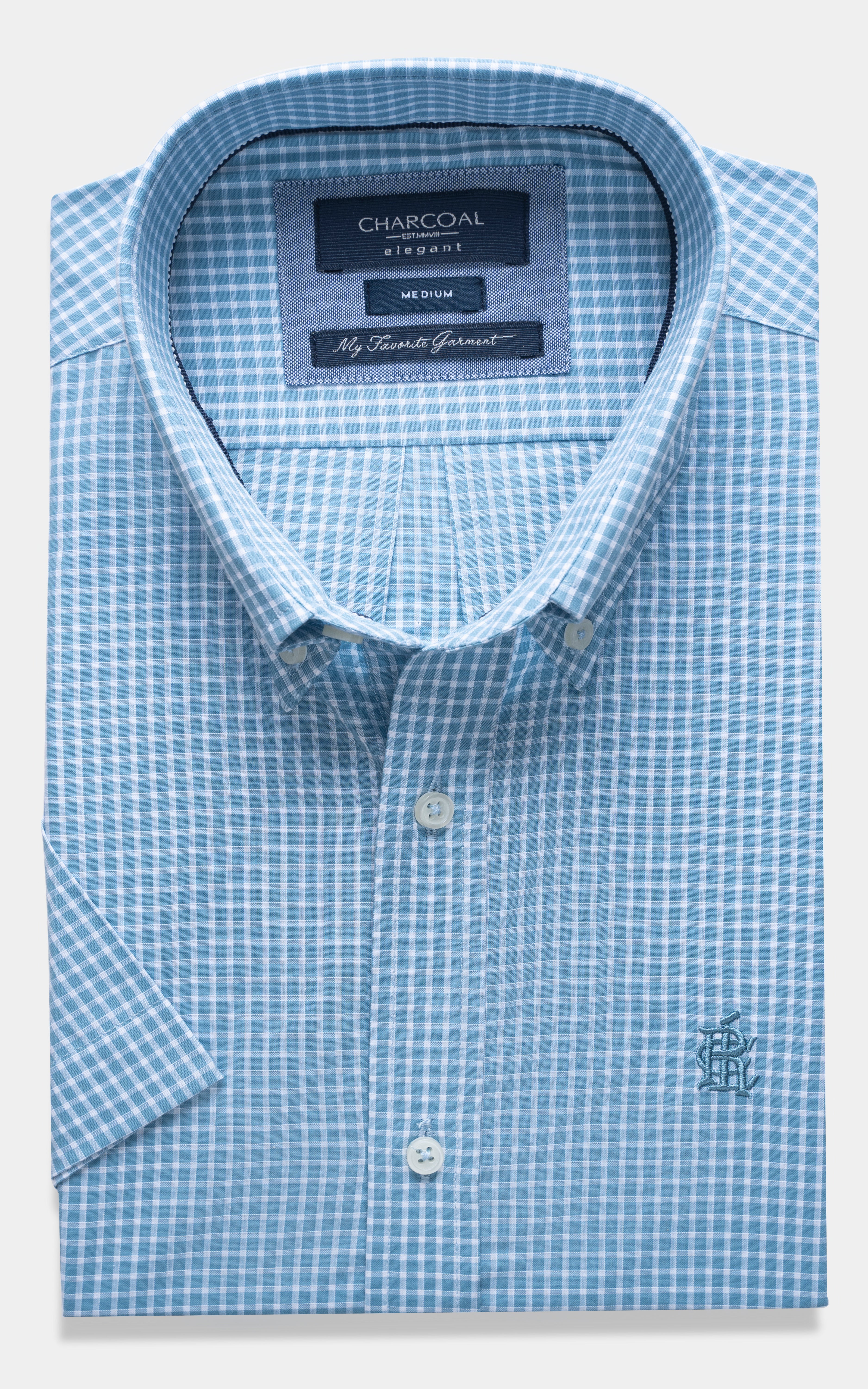 SEMI FORMAL SMART FIT CHECKED SHIRT SEA GREEN