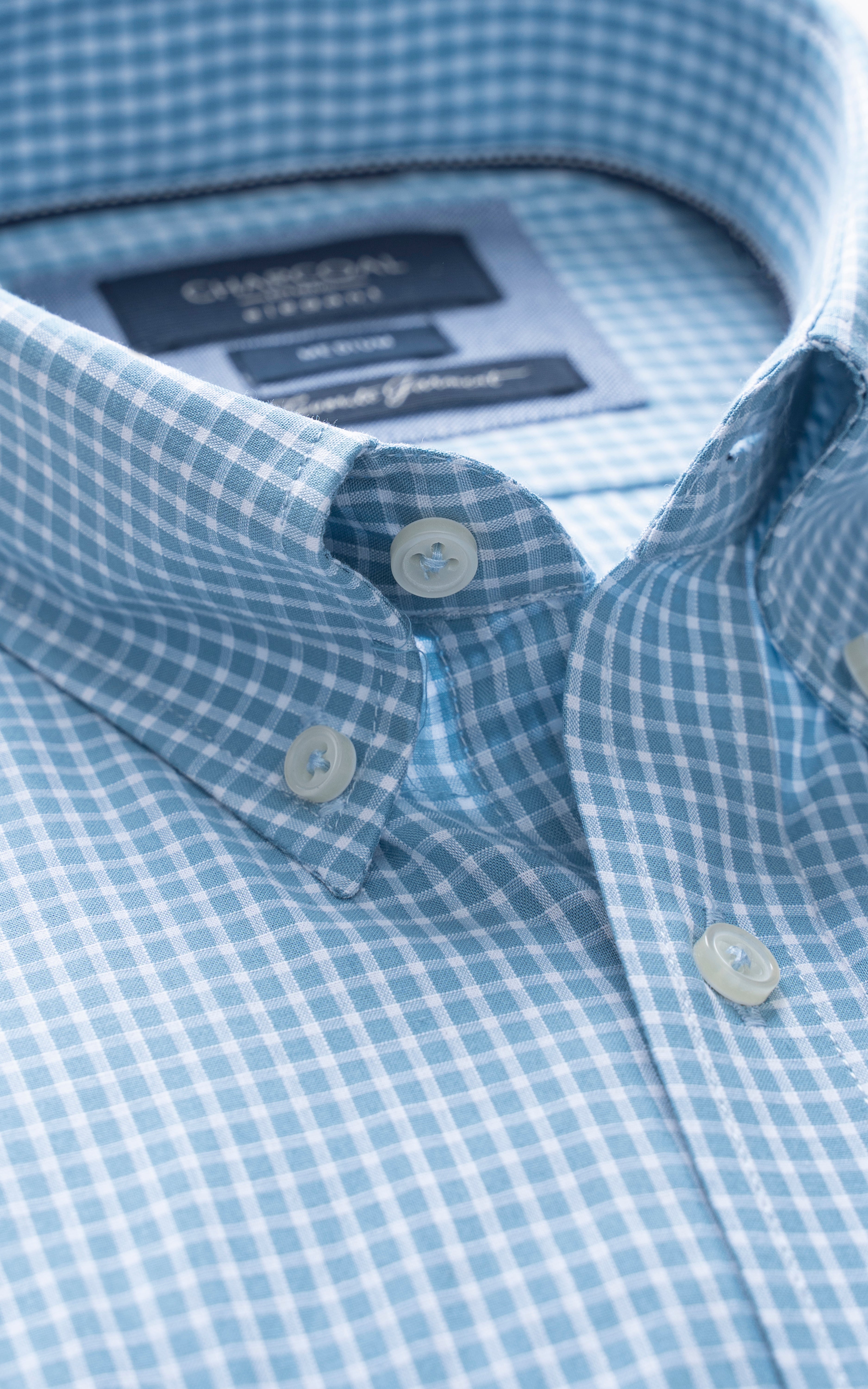 SEMI FORMAL SMART FIT CHECKED SHIRT SEA GREEN