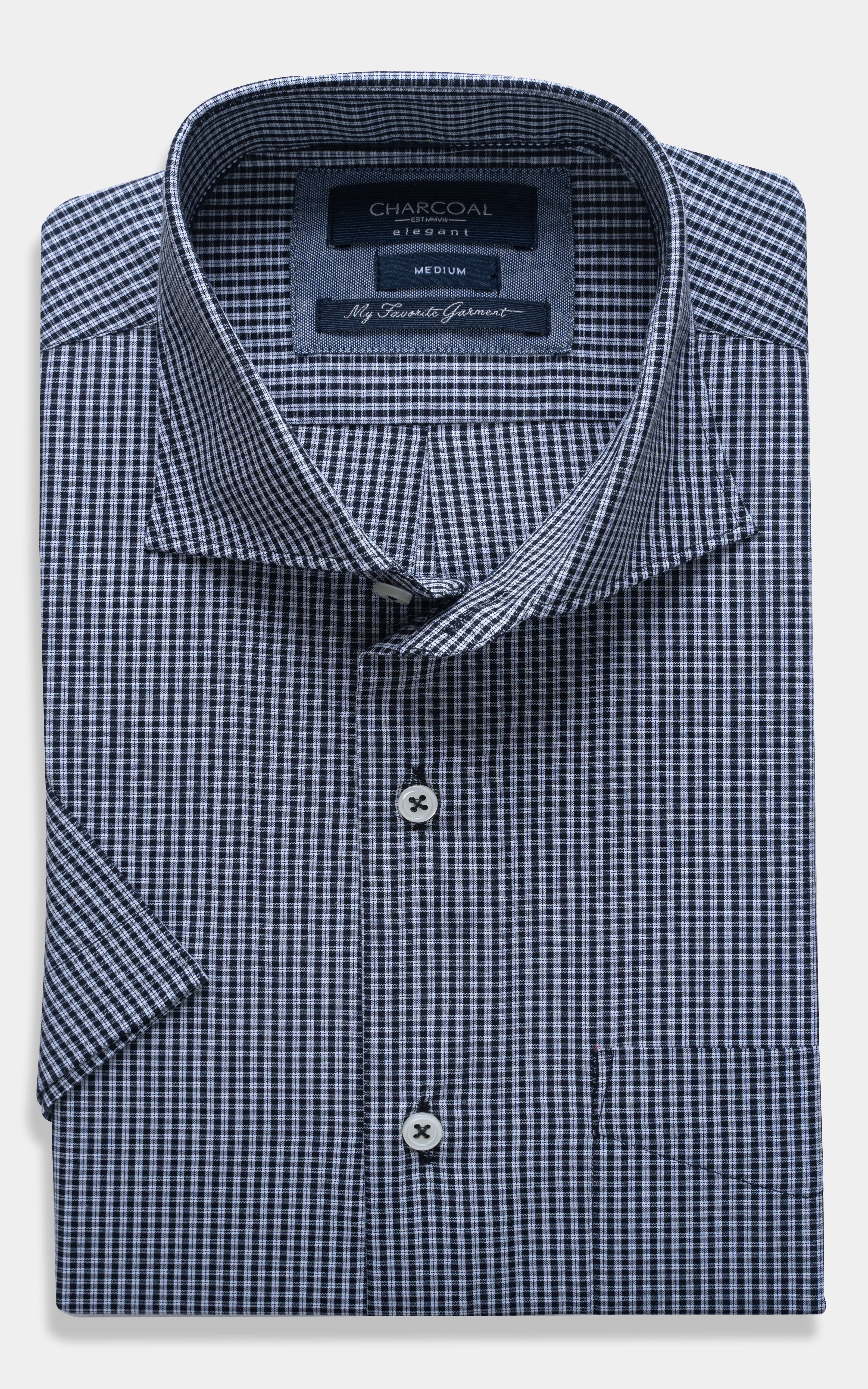 SEMI FORMAL SMART FIT CHECKED SHIRT BLACK