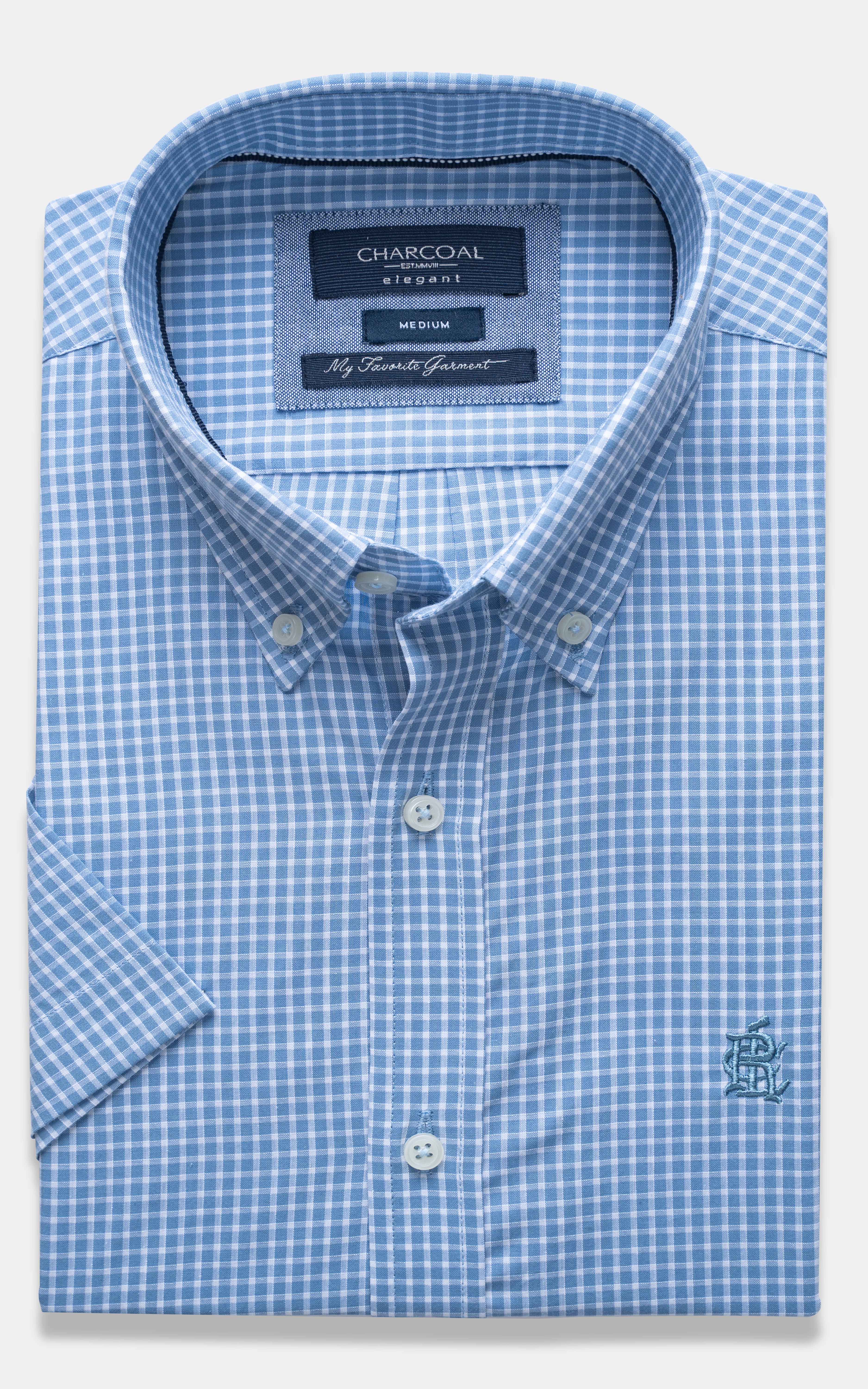 SEMI FORMAL SMART FIT CHECKED SHIRT SKY BLUE