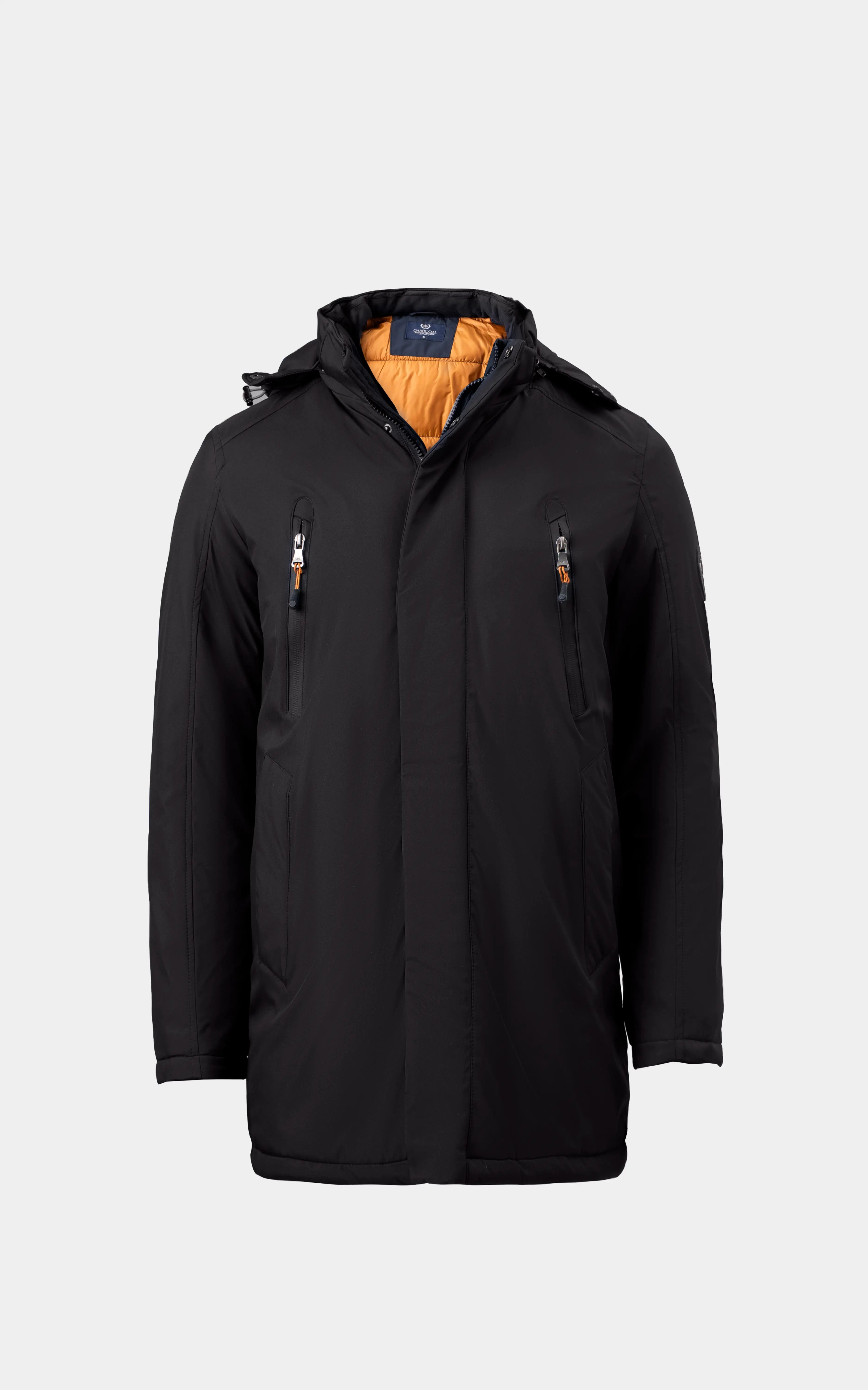 REGULAR FIT FULLSLEEVE PUFFER LONG JACKET BLACK