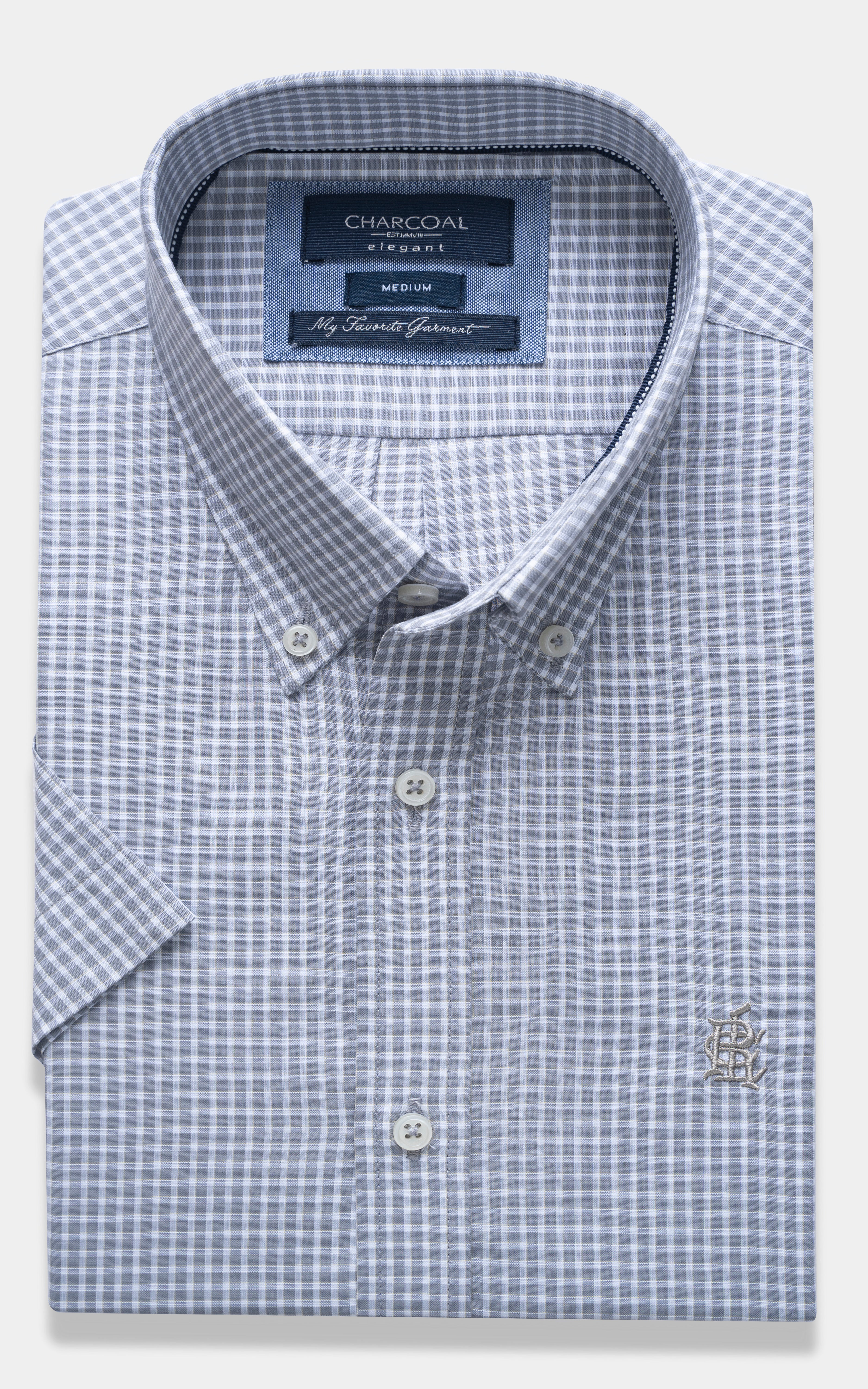 SEMI FORMAL SMART FIT CHECKED SHIRT GREY
