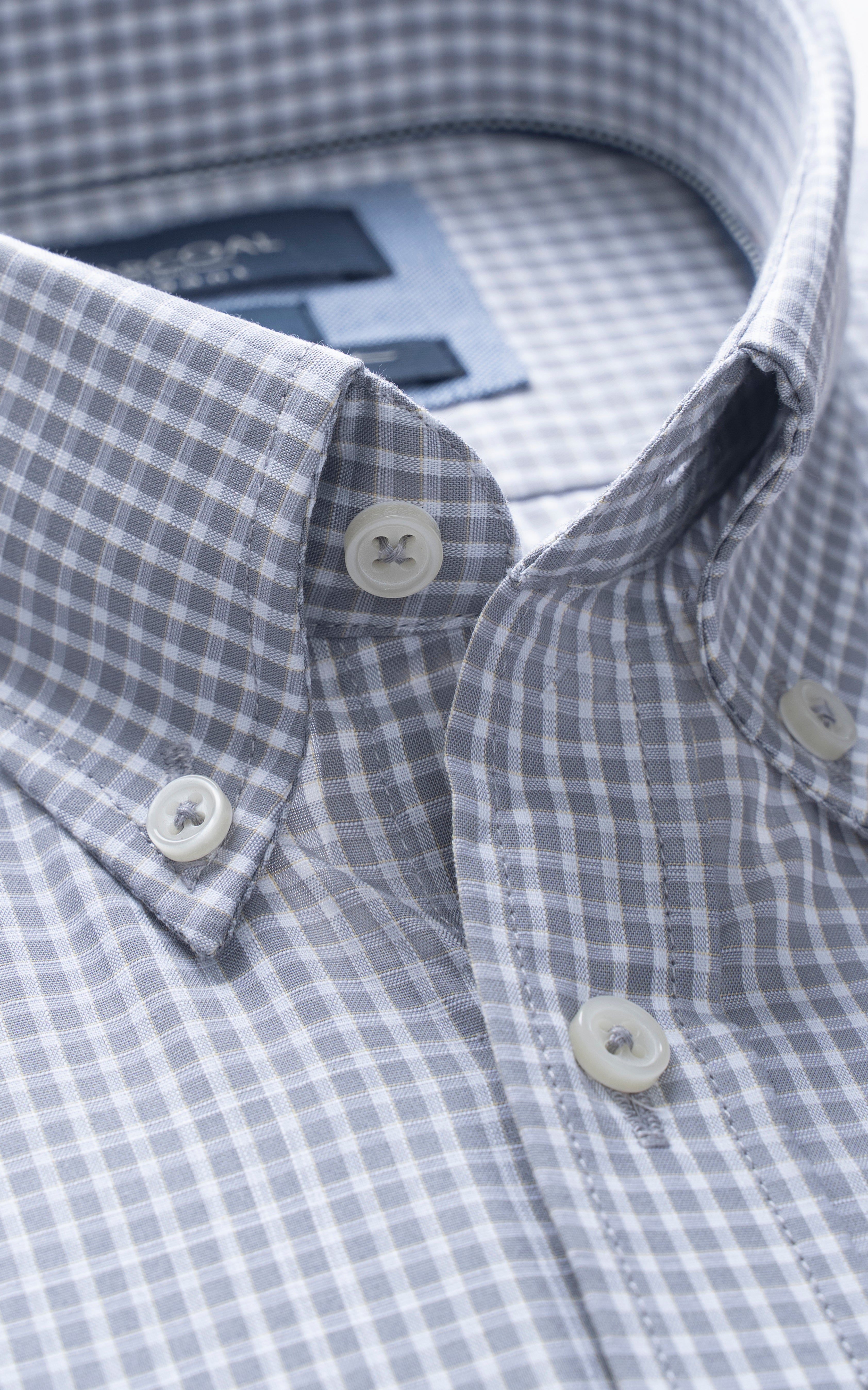 SEMI FORMAL SMART FIT CHECKED SHIRT GREY