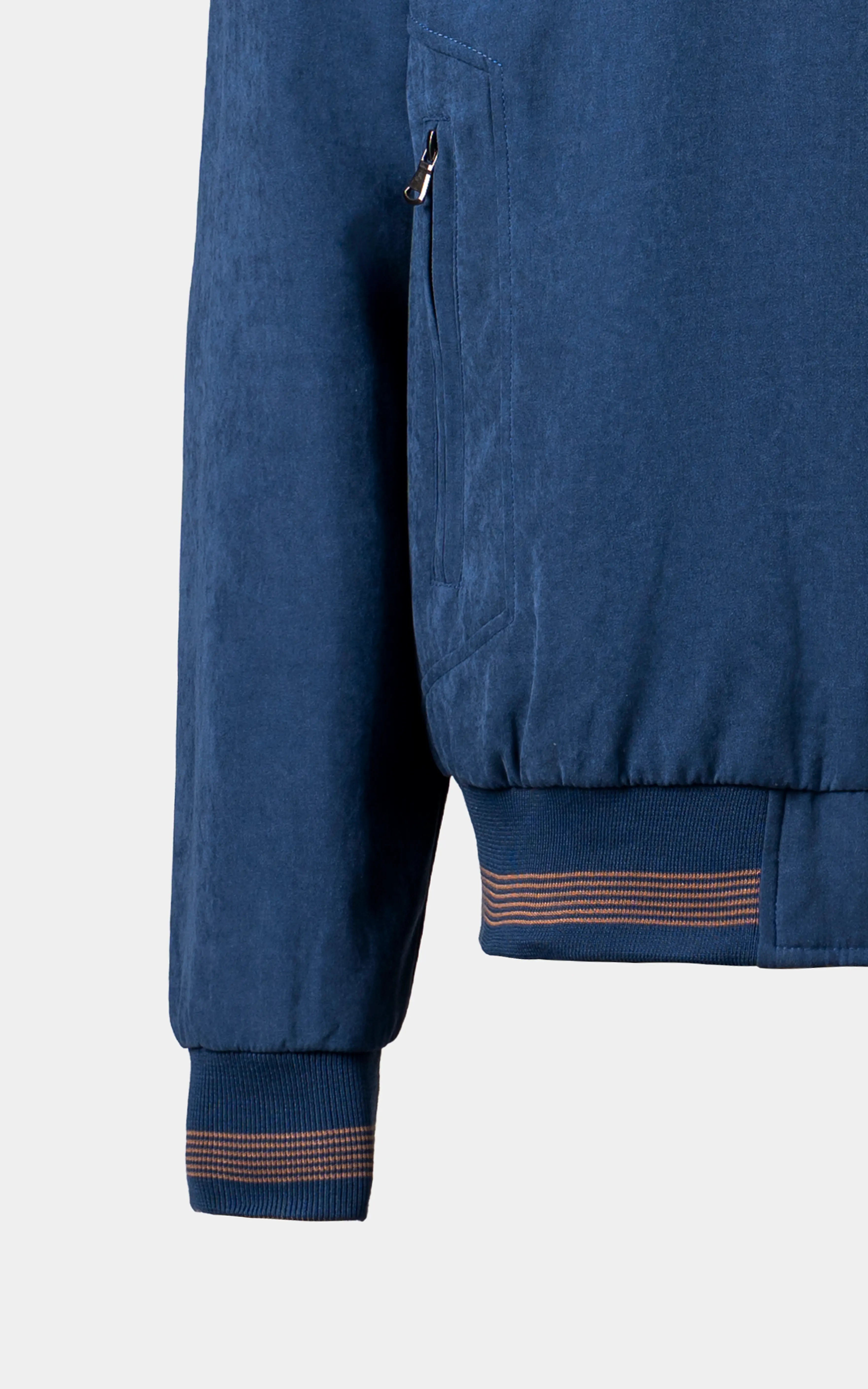 REVERSIBLE BAN COLLAR JACKET BLUE BROWN