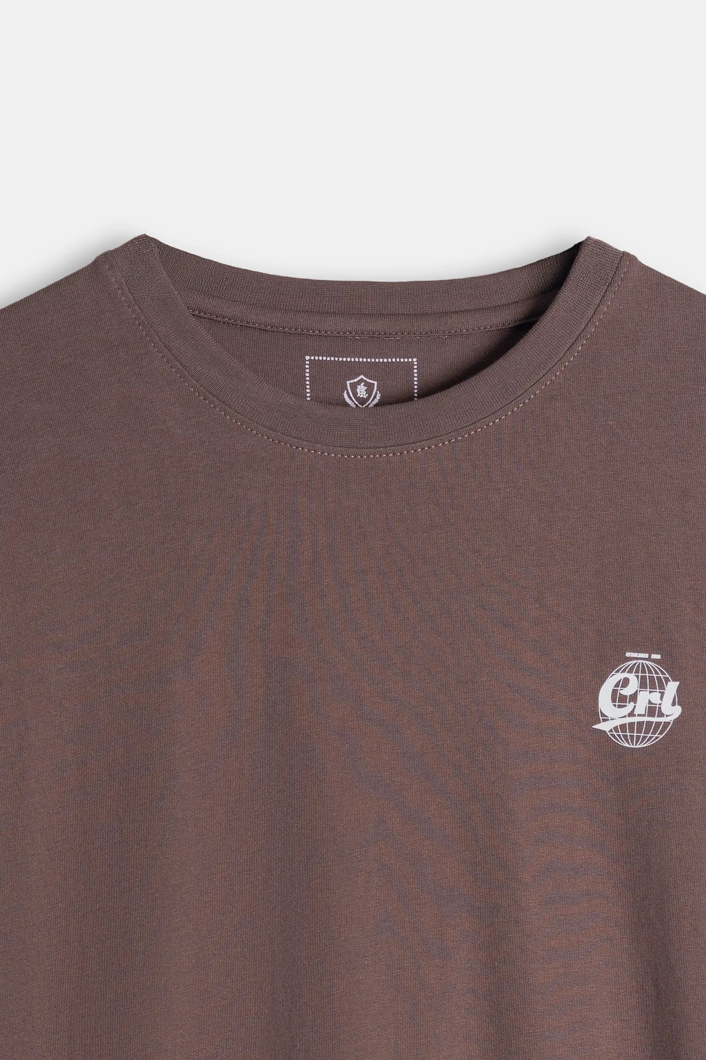 CREW NECK GRAPHIC T SHIRT BROWN