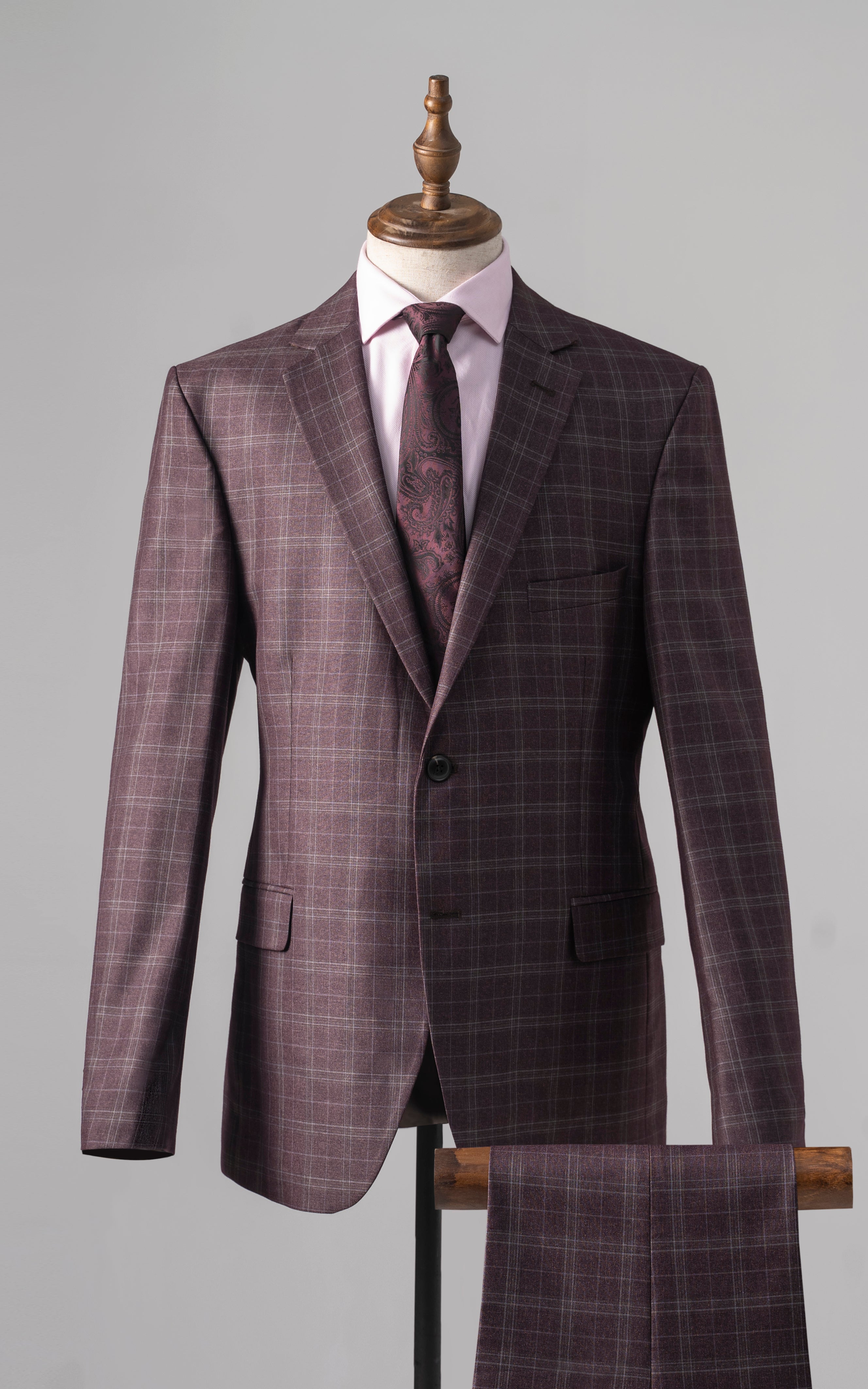 2 PIECE PREMIUM SUIT MAROON GREY