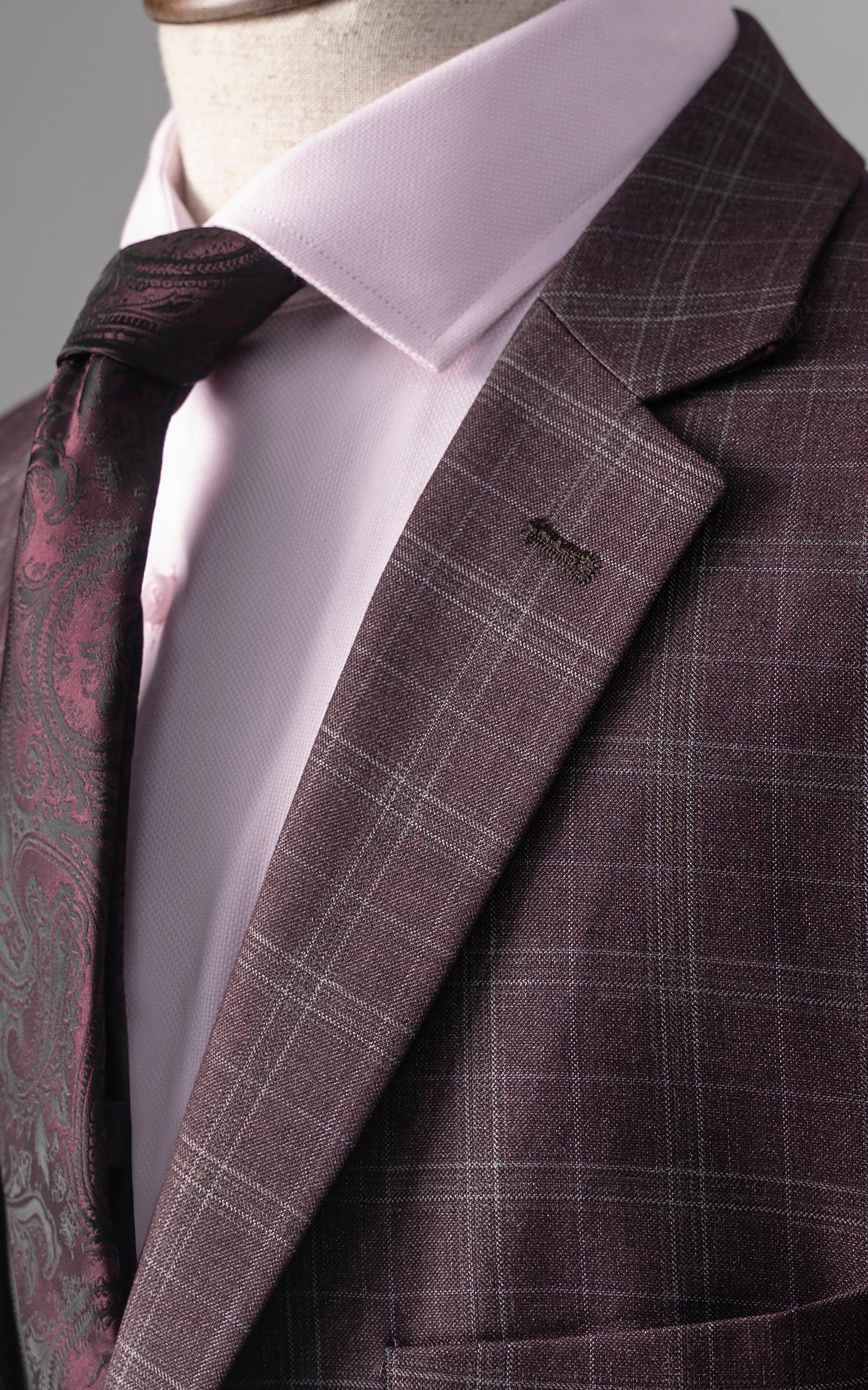 2 PIECE PREMIUM SUIT MAROON GREY