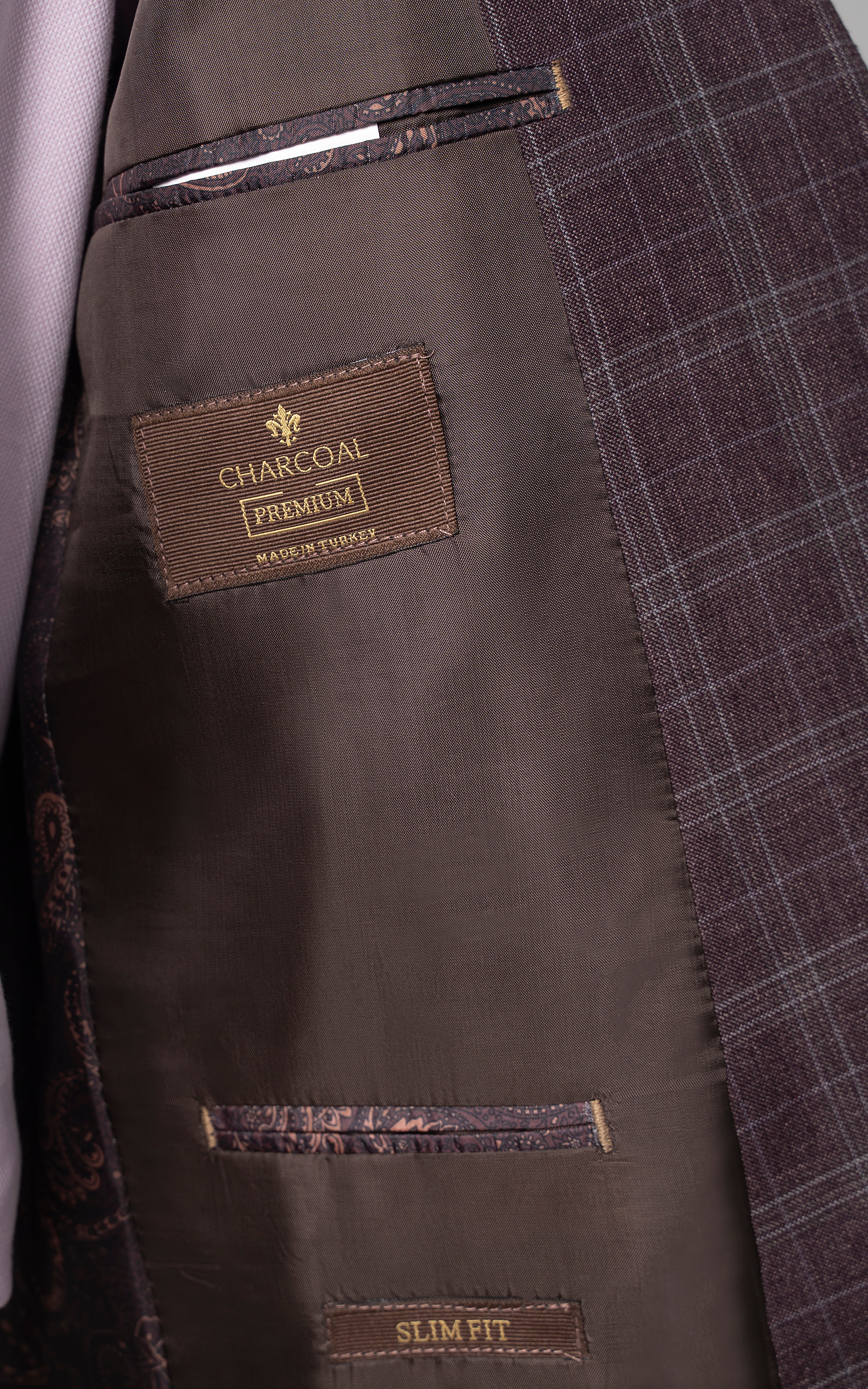 2 PIECE PREMIUM SUIT MAROON GREY