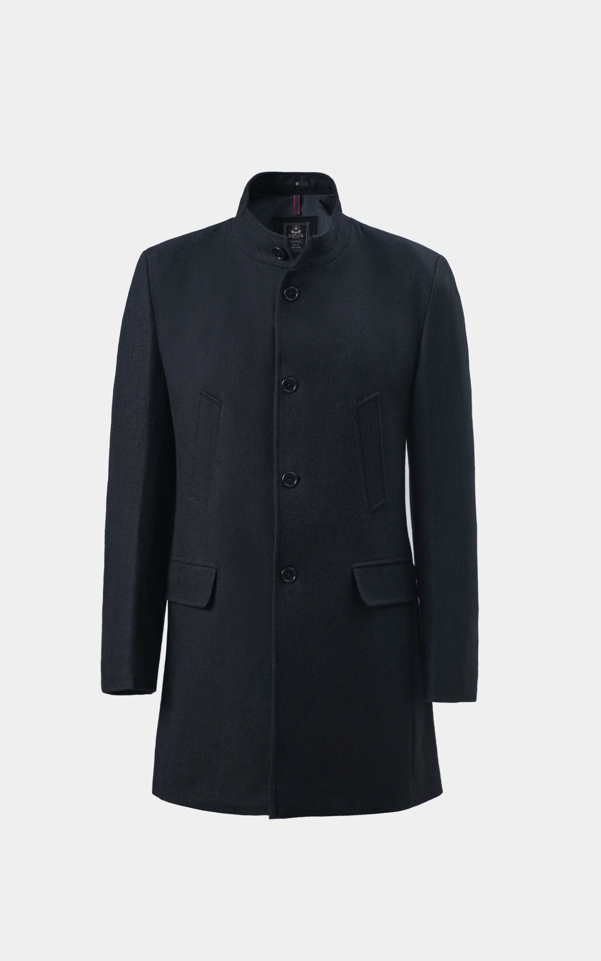 BAN COLLAR SMART FIT LONG COAT BLACK