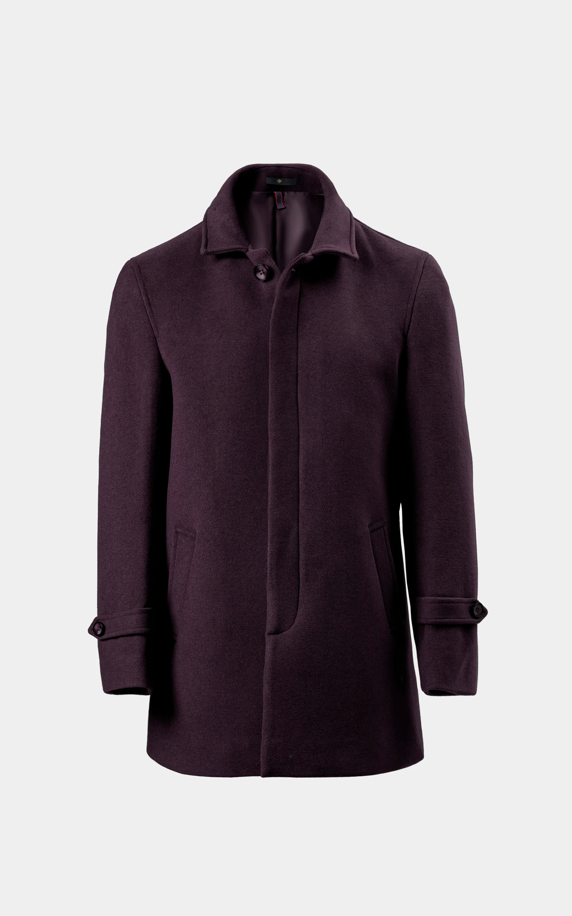 REGULAR COLLAR SMART FIT LONG COAT BURGANDY
