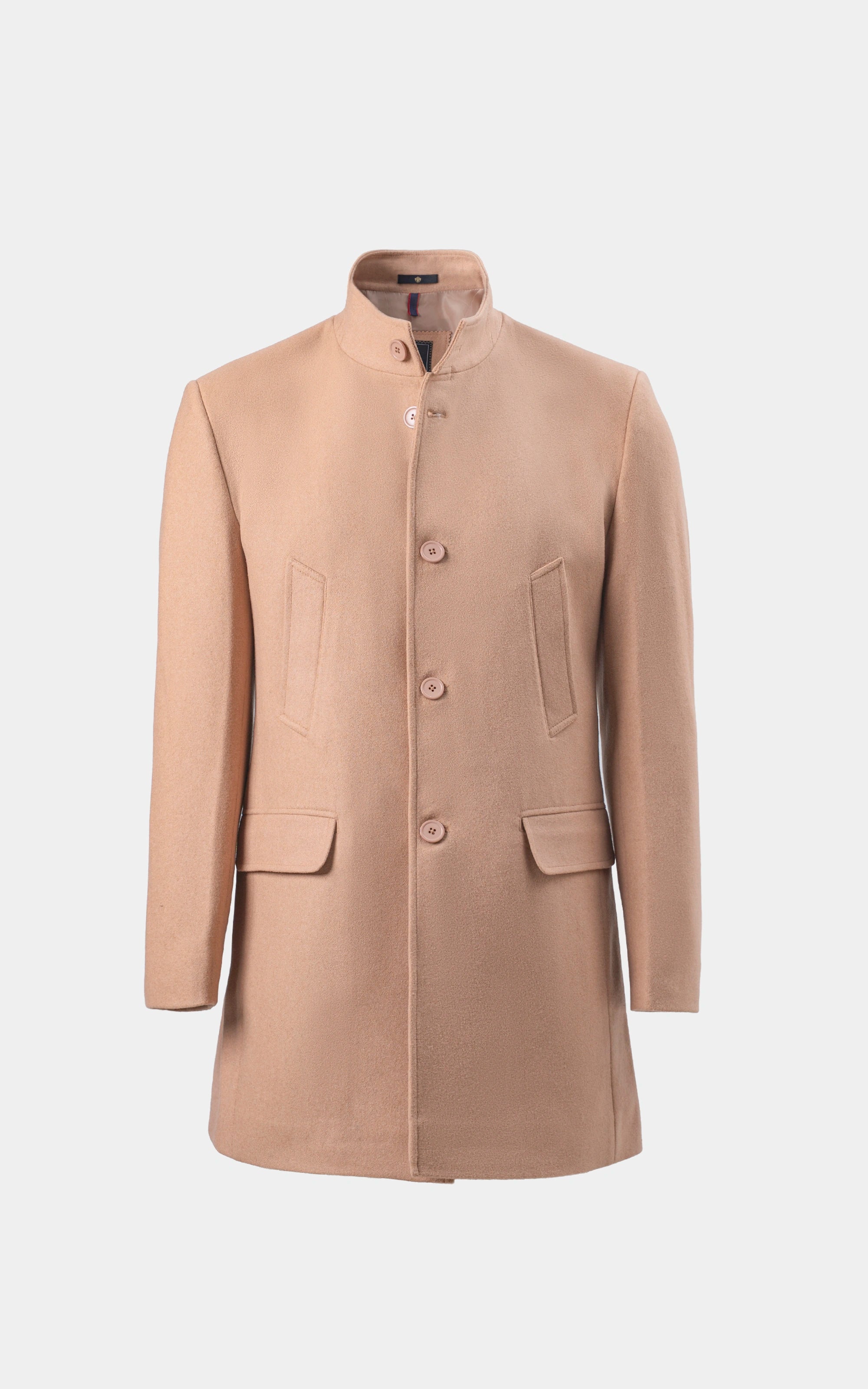 BAN COLLAR SMART FIT LONG COAT KHAKI