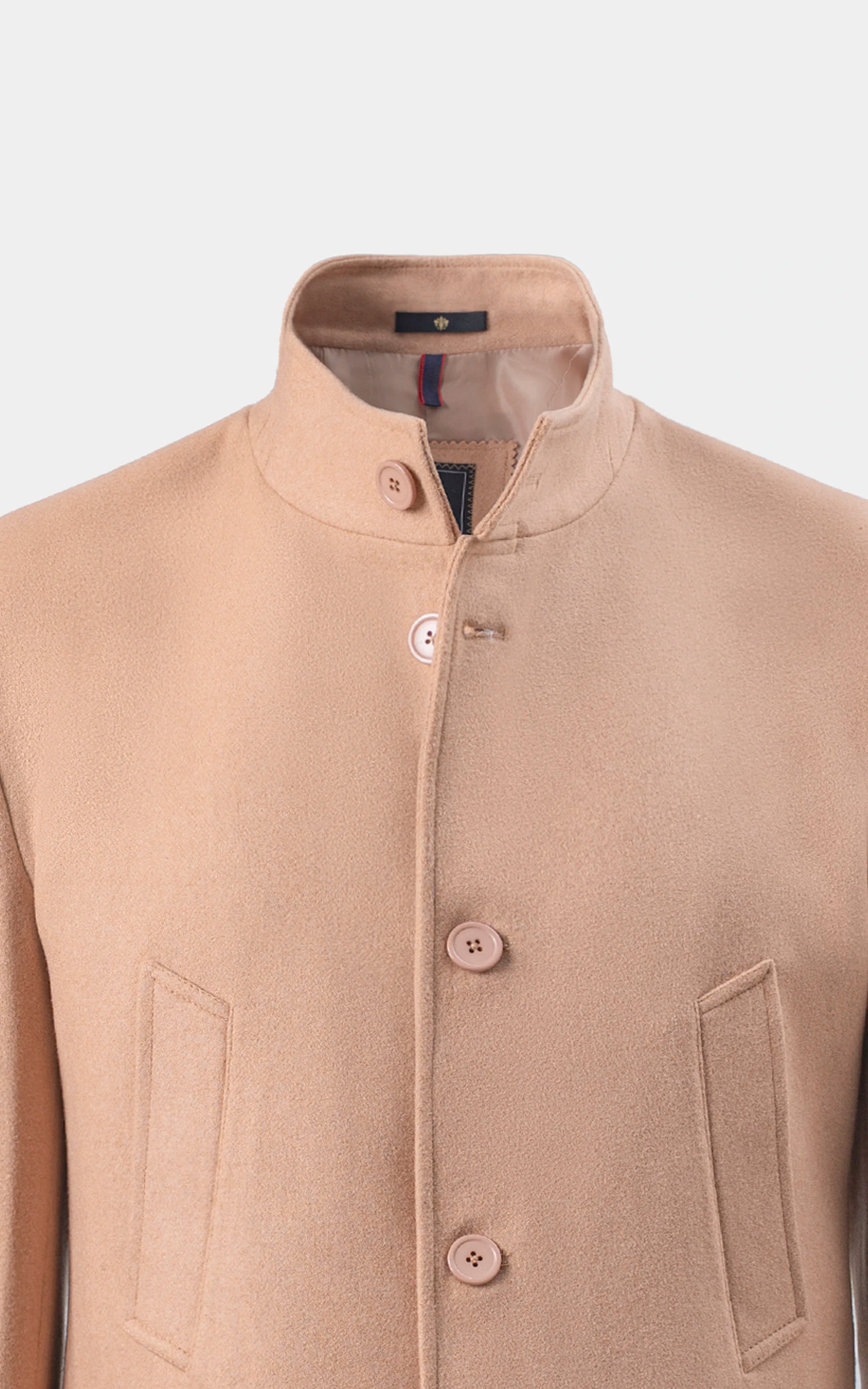 BAN COLLAR SMART FIT LONG COAT KHAKI