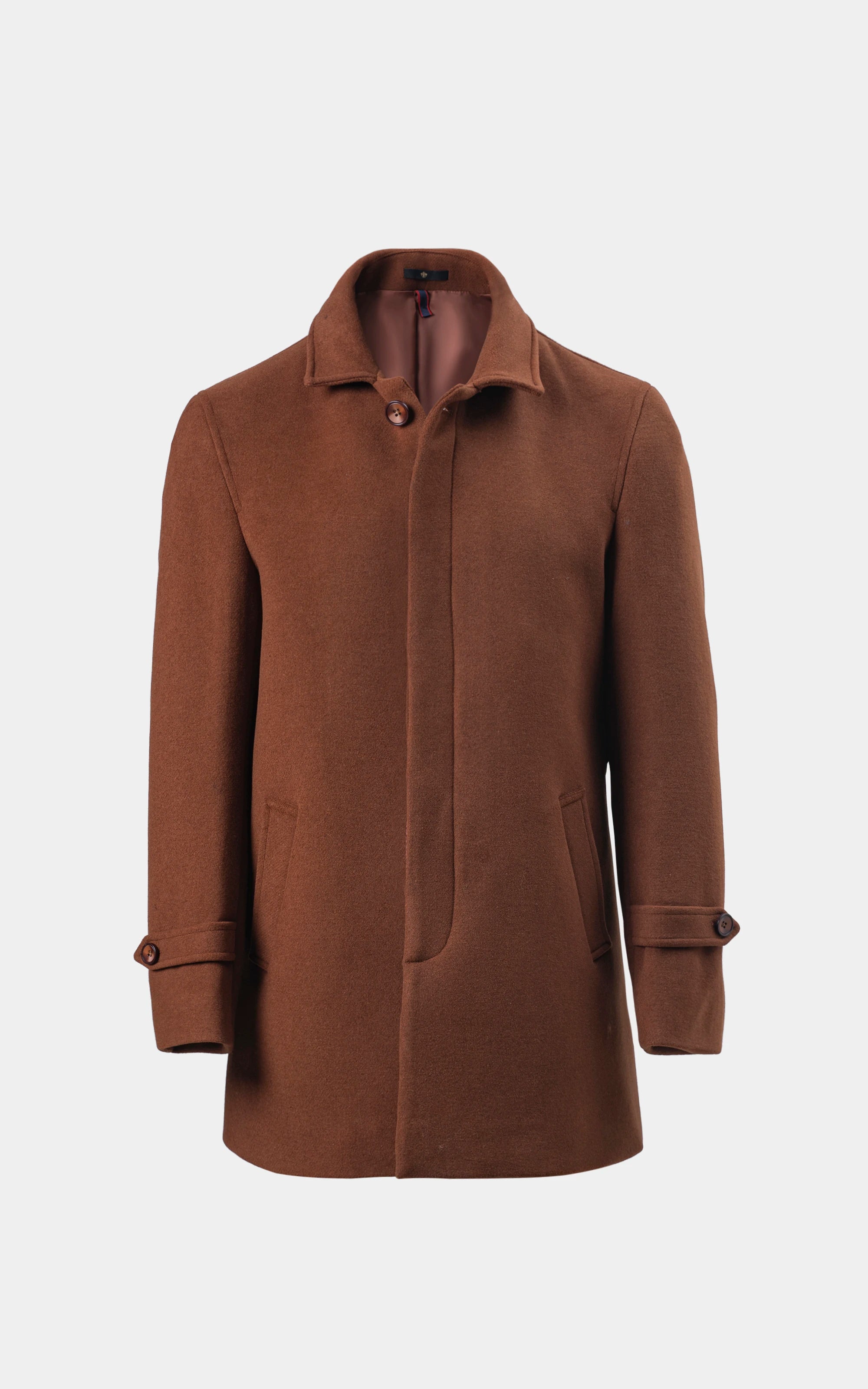 REGULAR COLLAR SMART FIT LONG COAT RUST