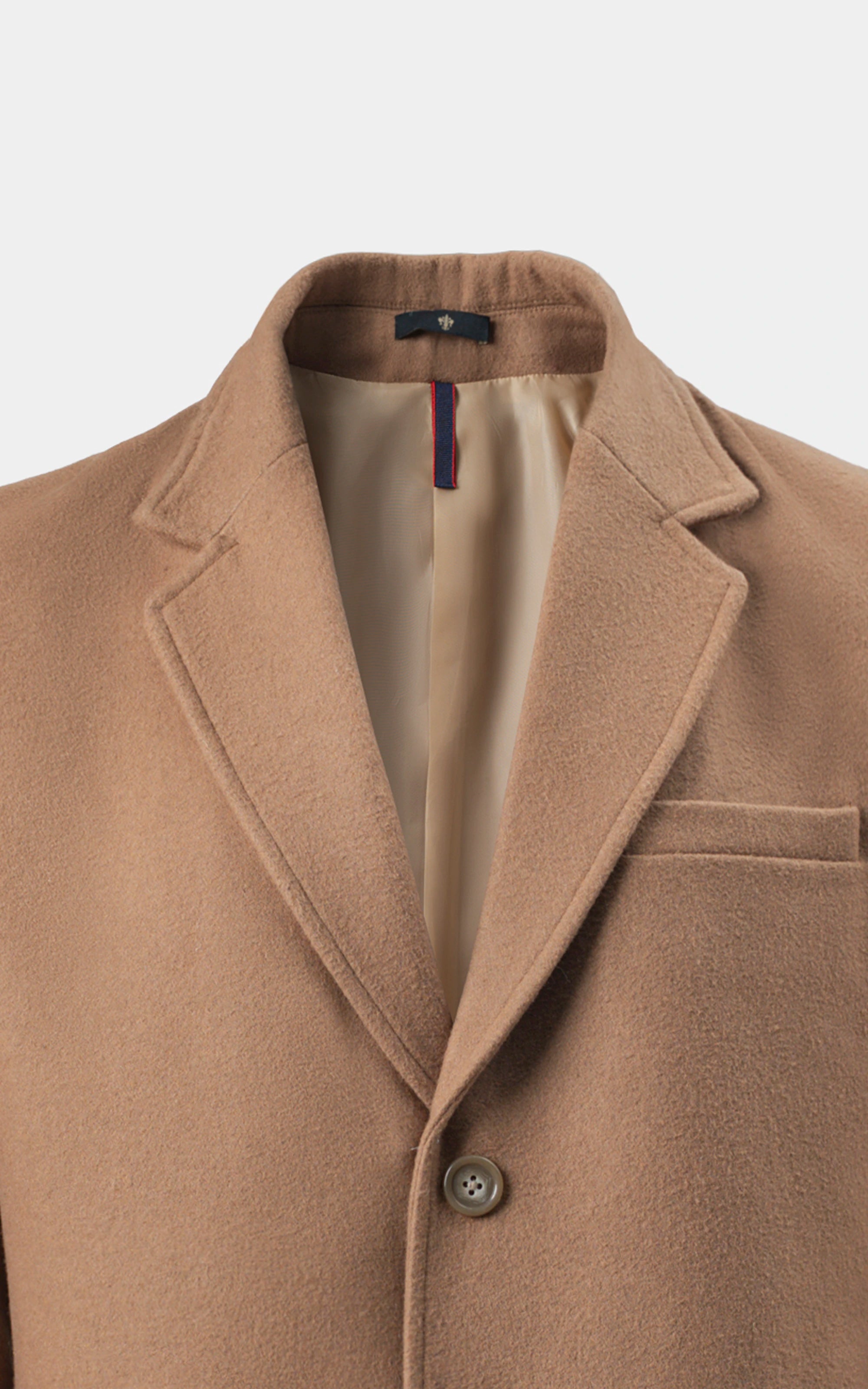 NOTCH LAPEL SMART FIT LONG COAT LIGHT KHAKI