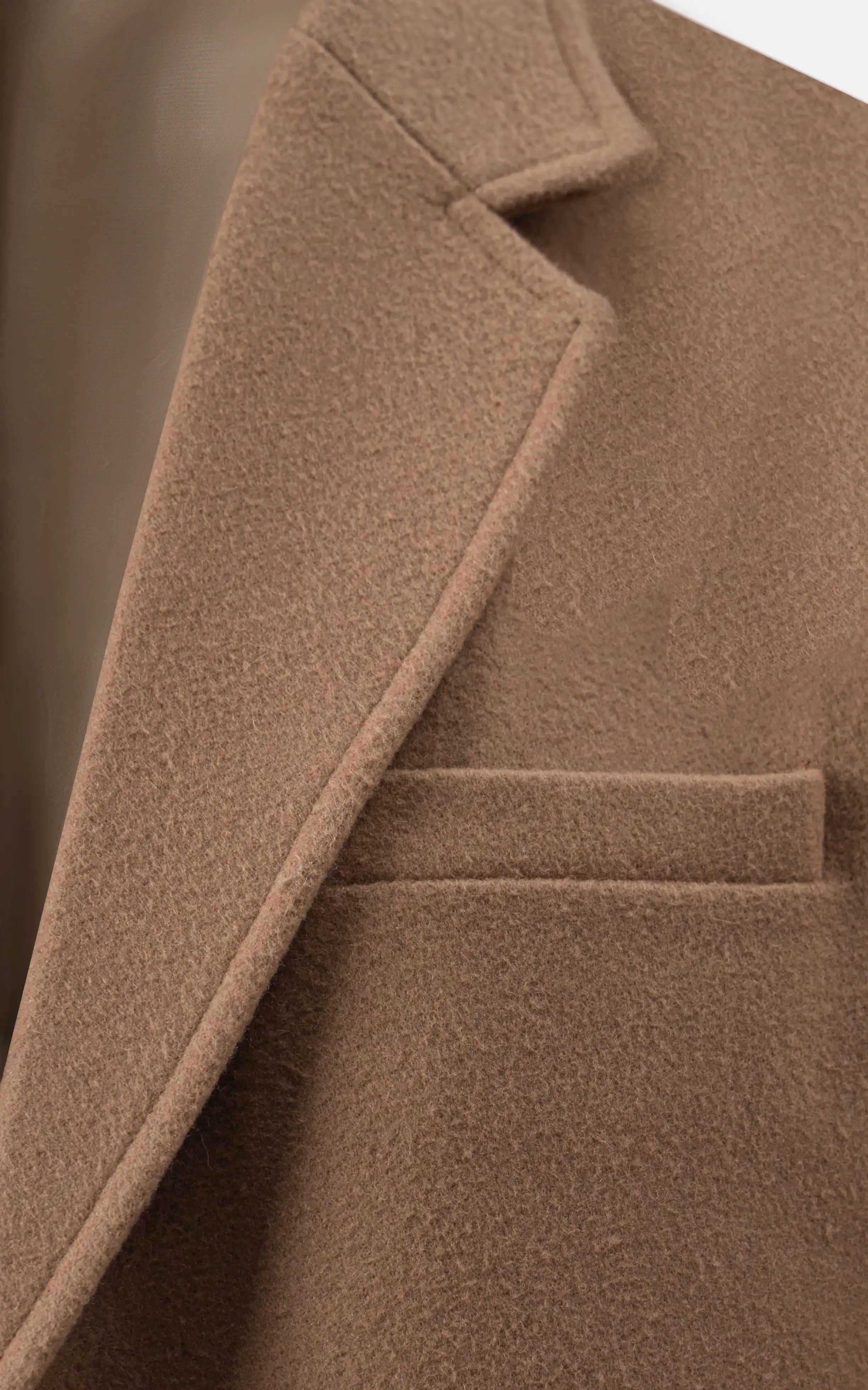 NOTCH LAPEL SMART FIT LONG COAT LIGHT KHAKI