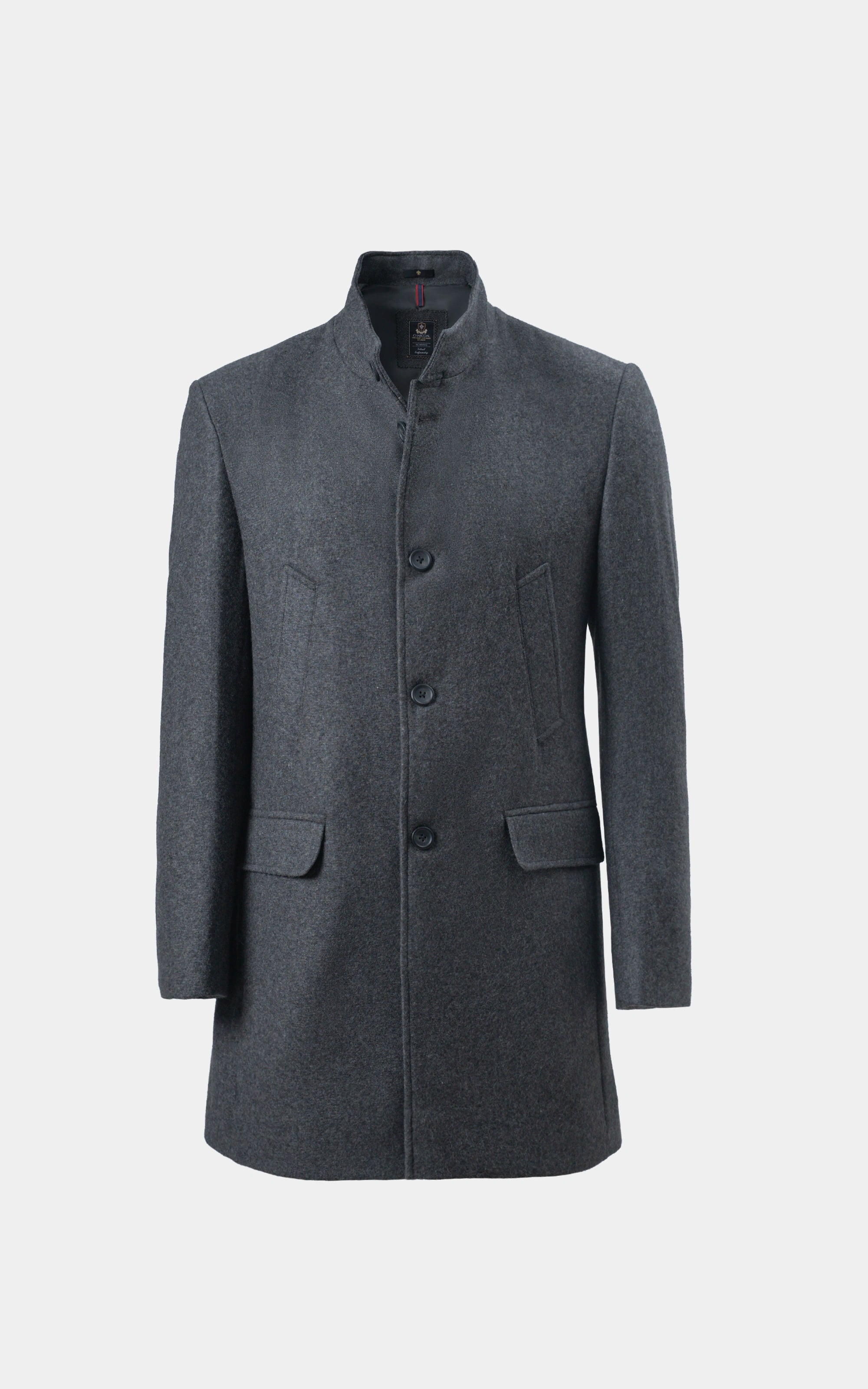 BAN COLLAR SMART FIT LONG COAT DARK GREY