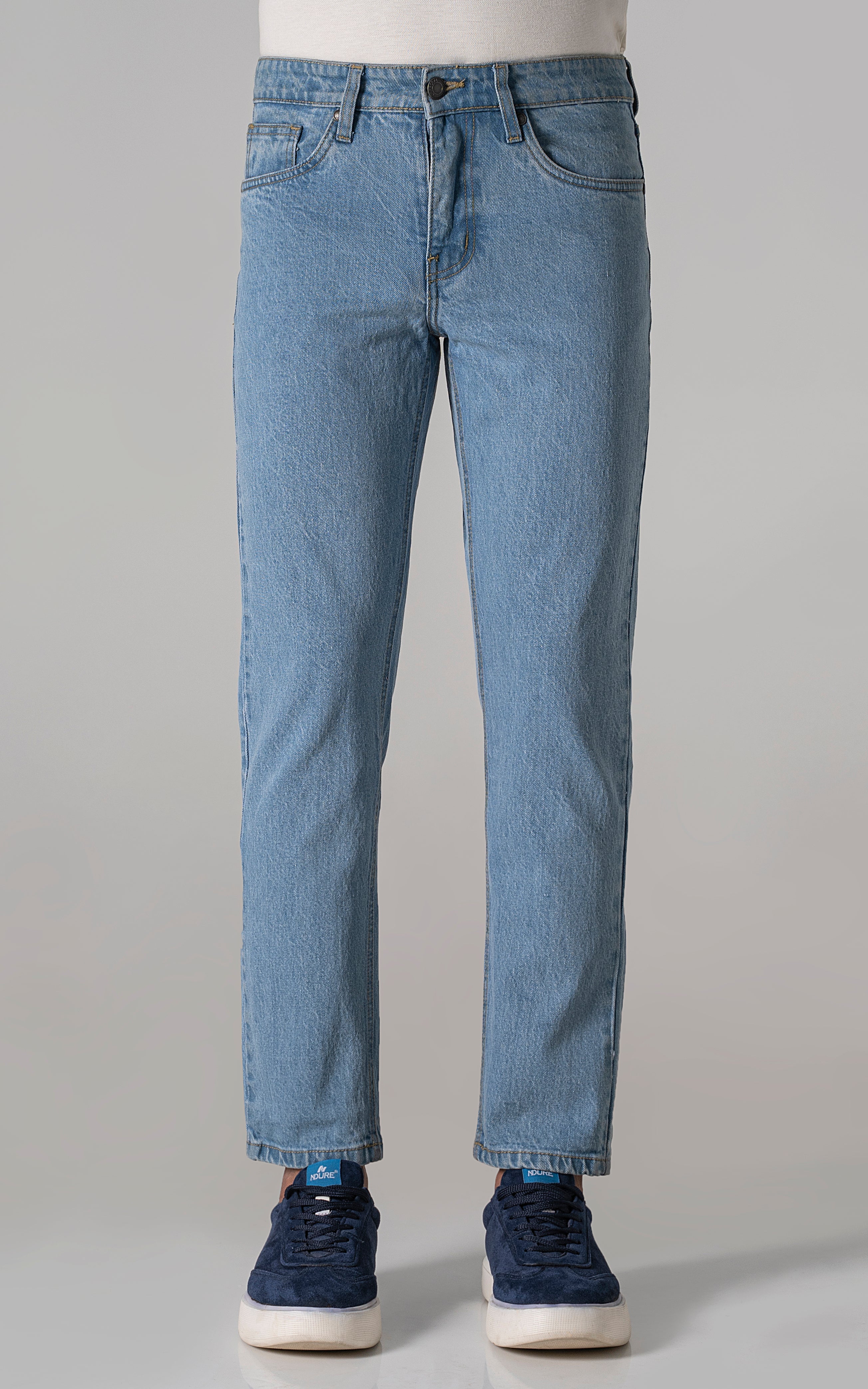 STRAIGHT LEG DENIM JEANS LIGHT BLUE