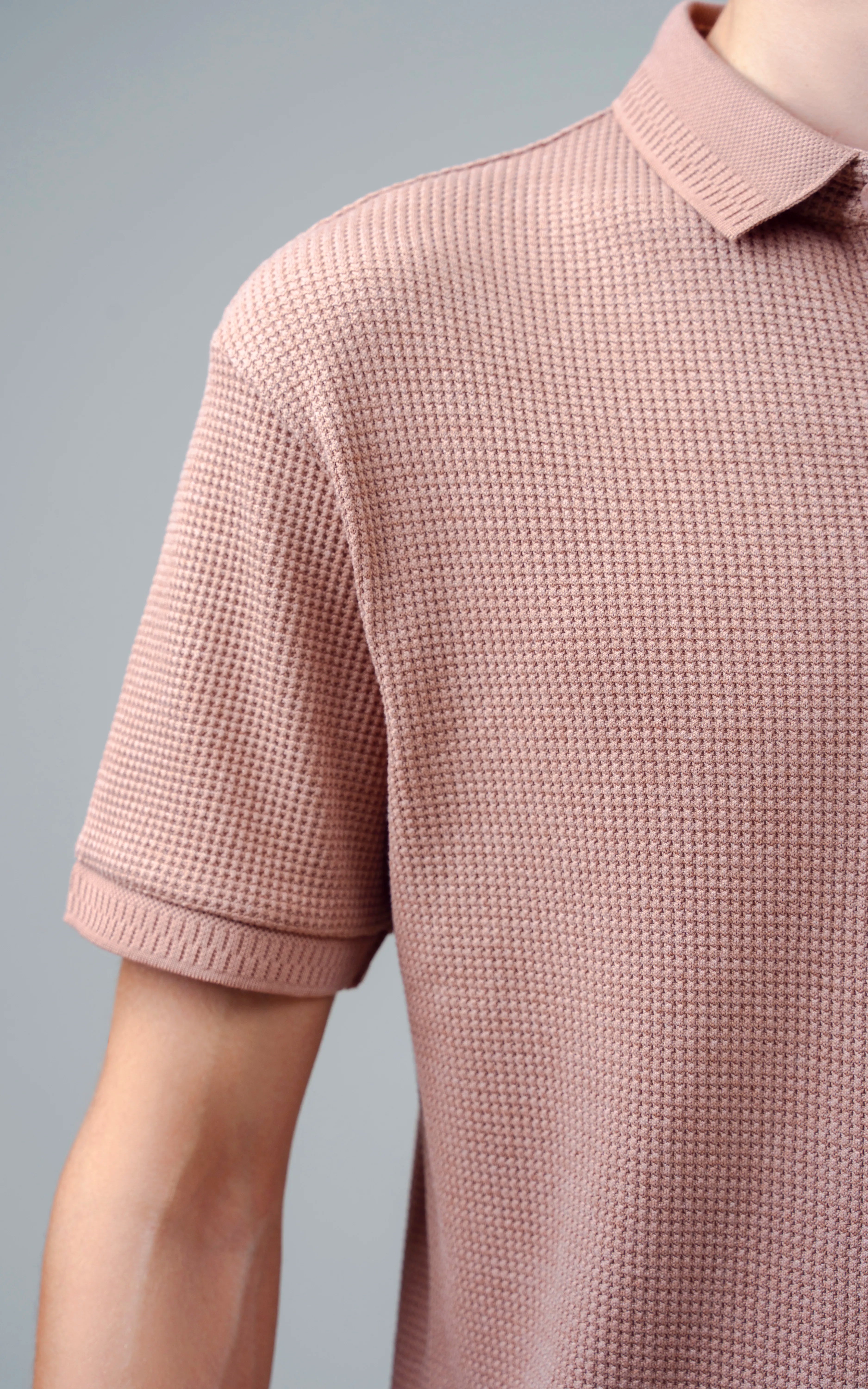 SELF JACQUARD POLO DULL BROWN