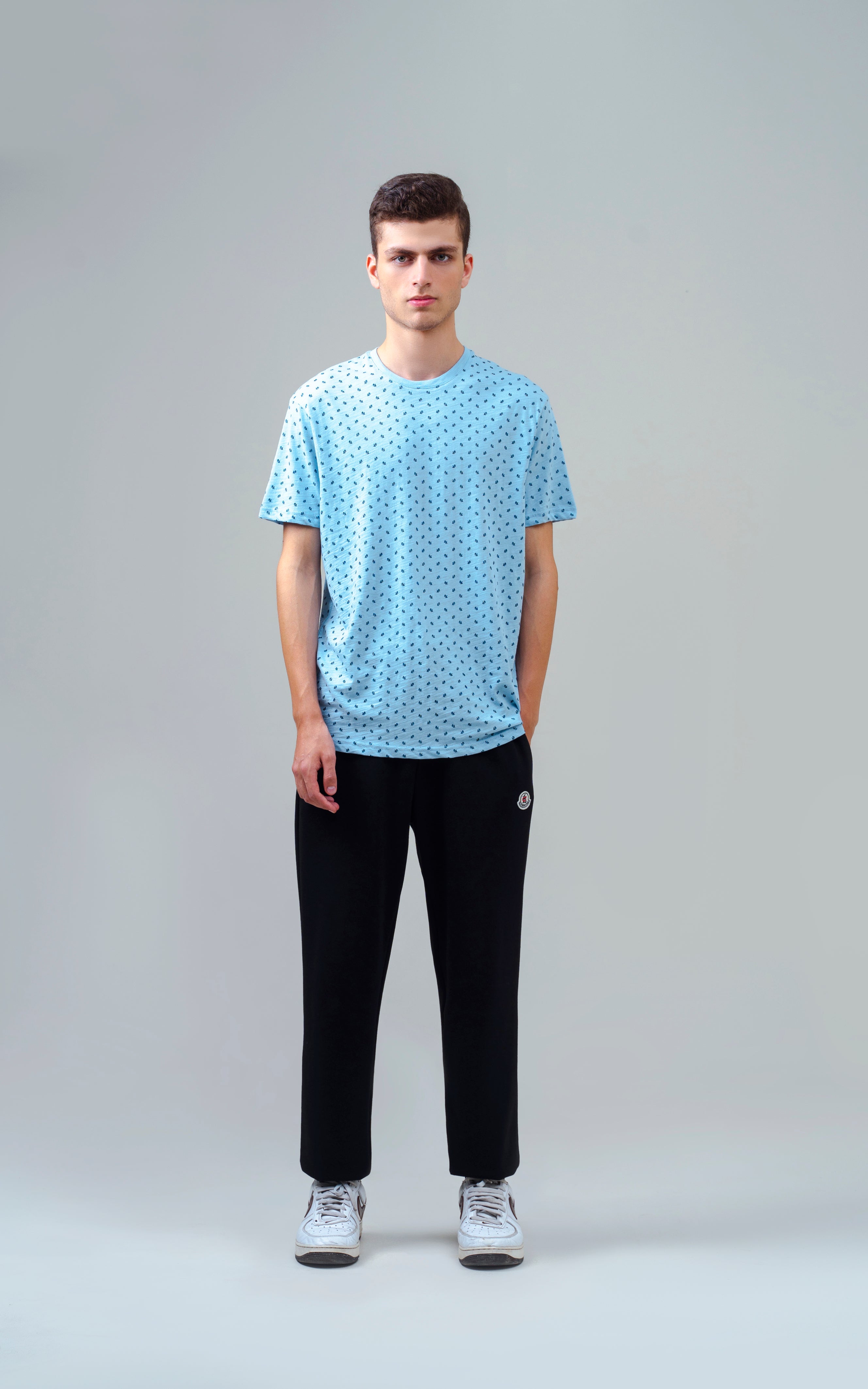 REGULAR FIT PRINTED T SHIRT SKY BLUE