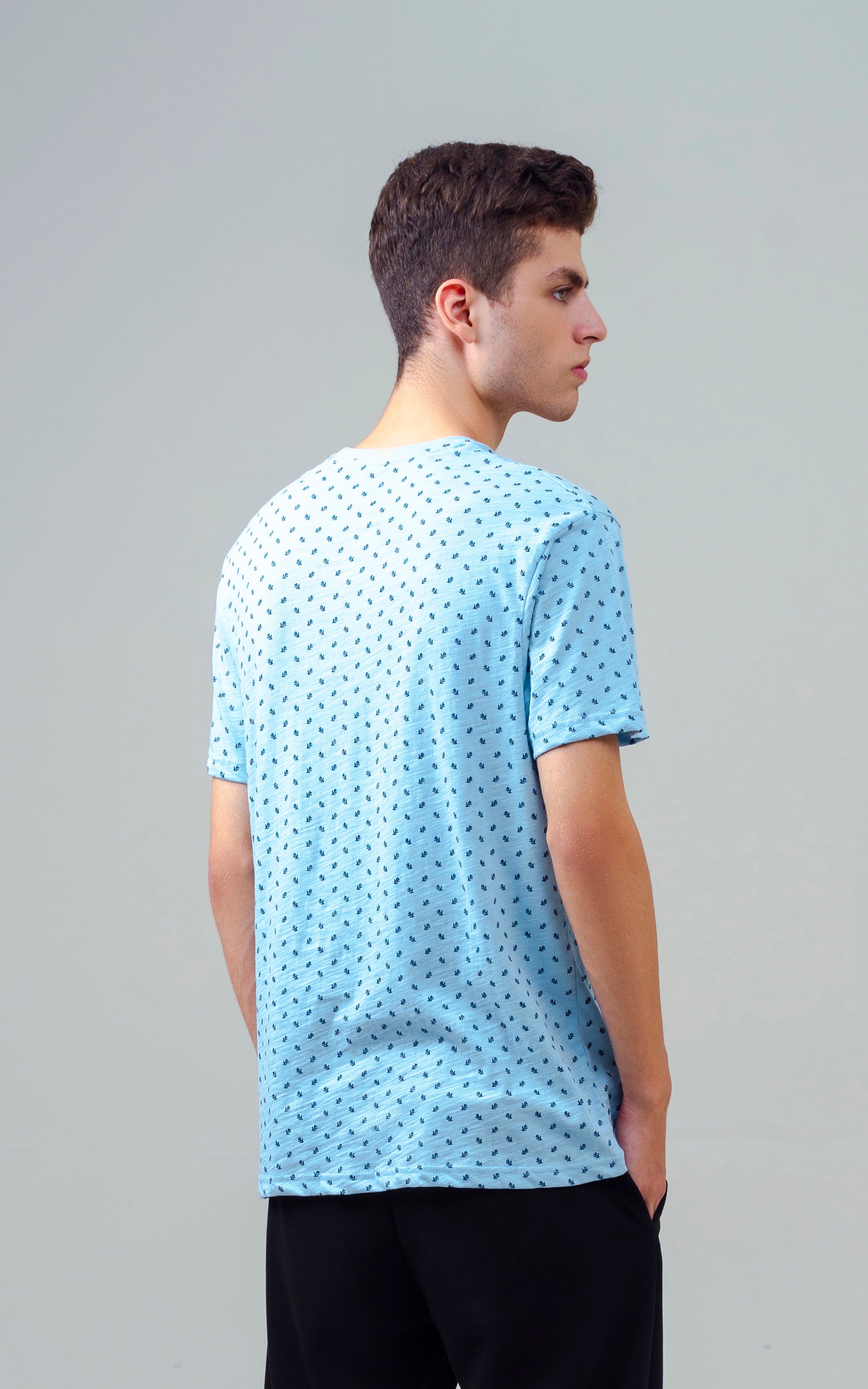 REGULAR FIT PRINTED T SHIRT SKY BLUE