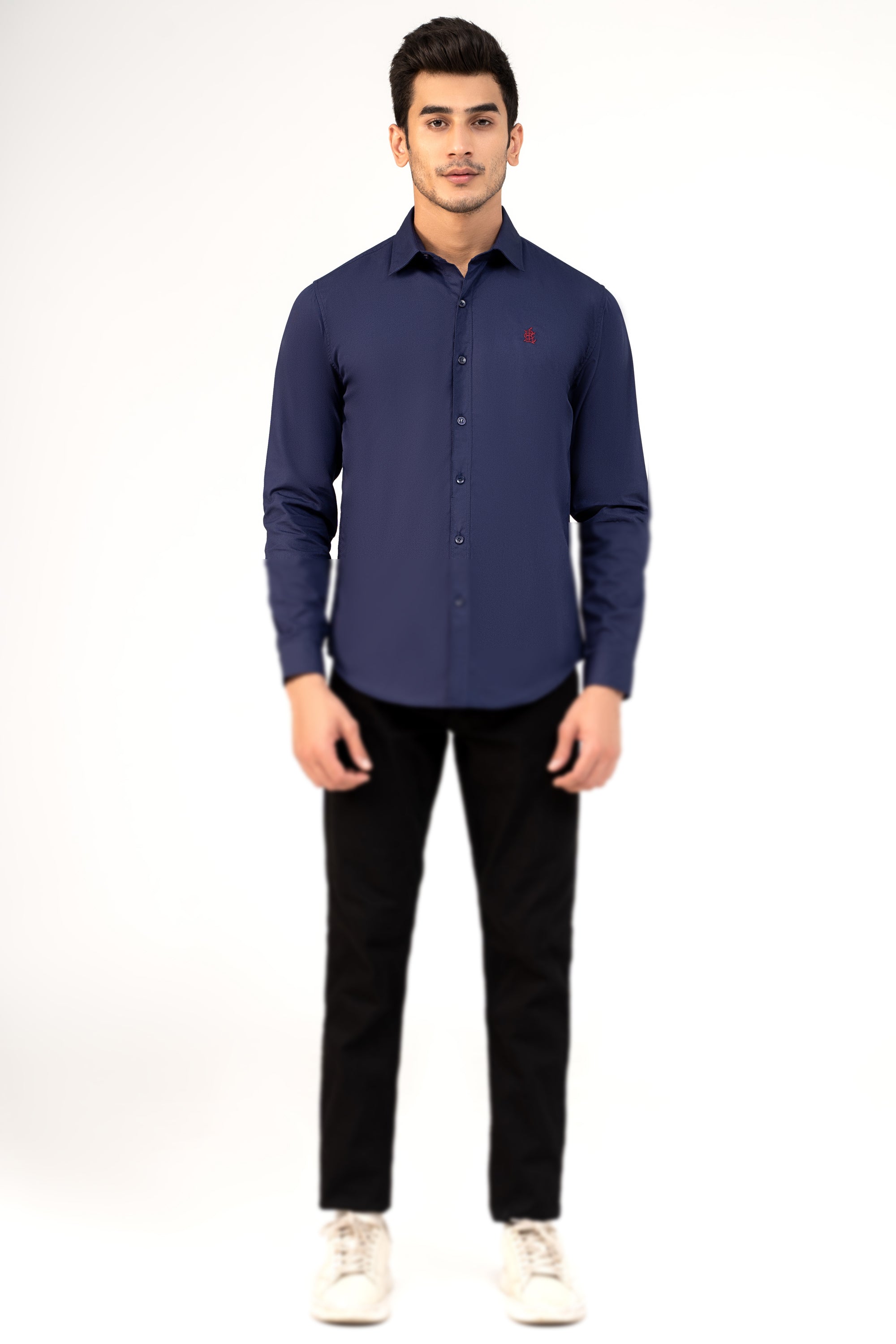 CASUAL SHIRT BLUE TEXTURED