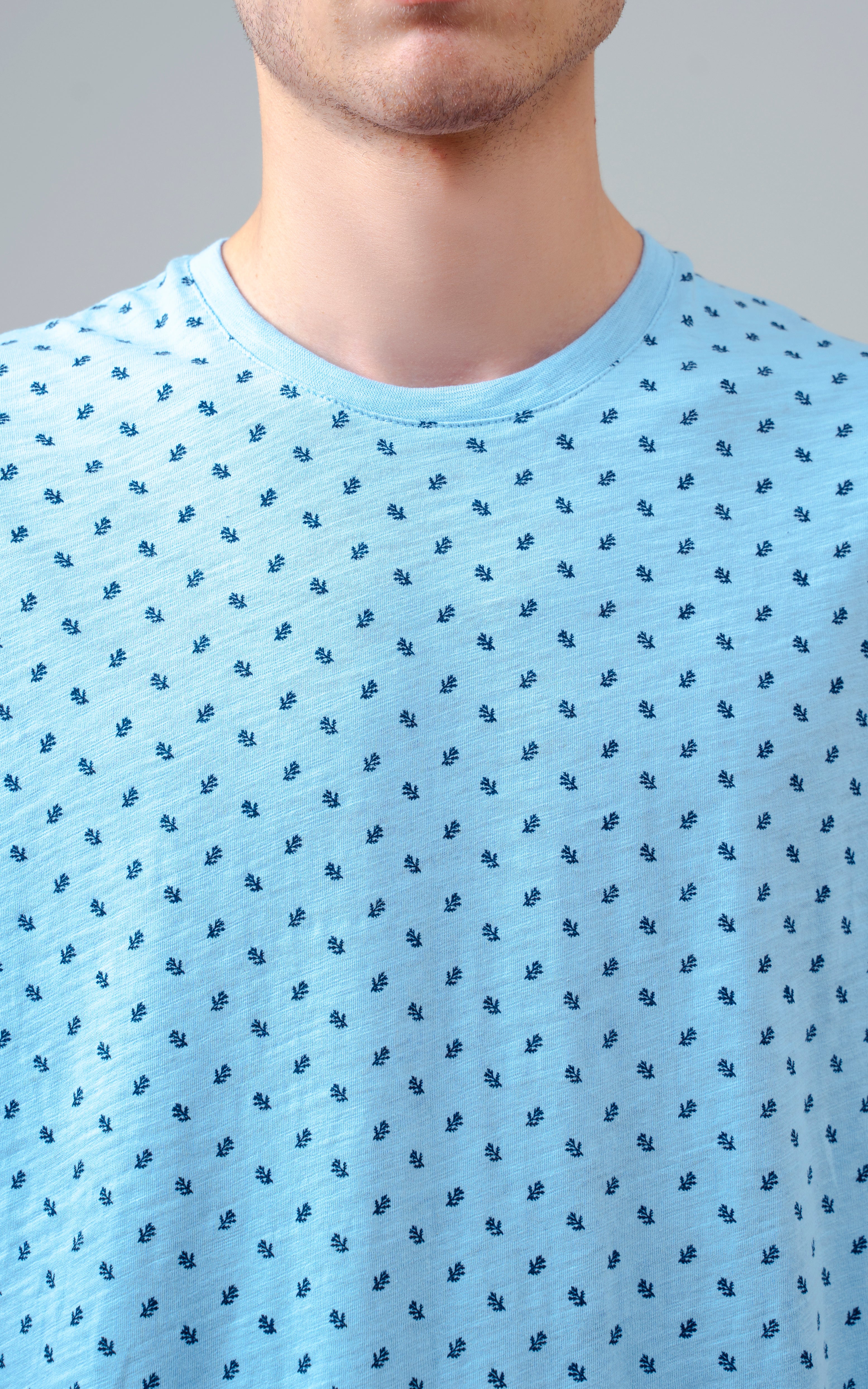 REGULAR FIT PRINTED T SHIRT SKY BLUE