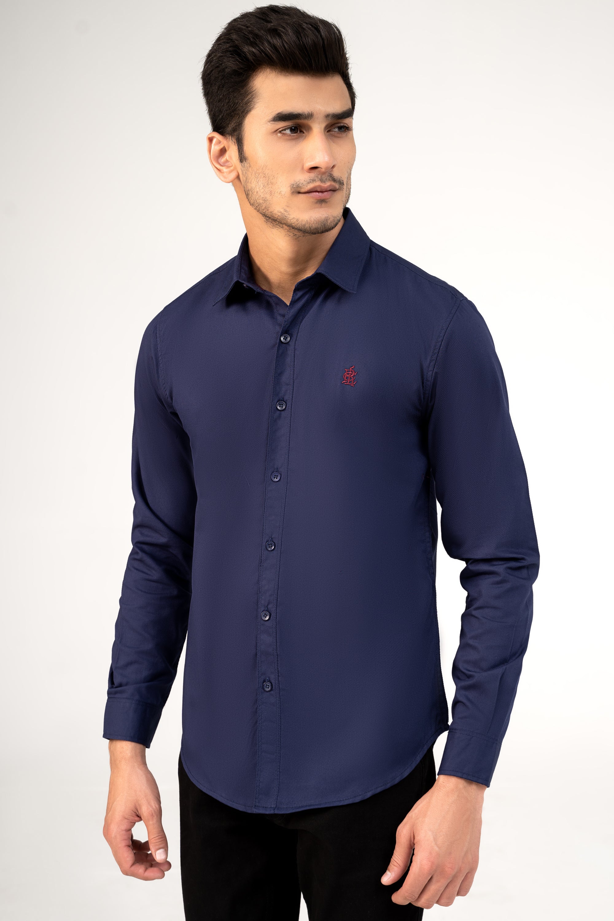 CASUAL SHIRT BLUE TEXTURED