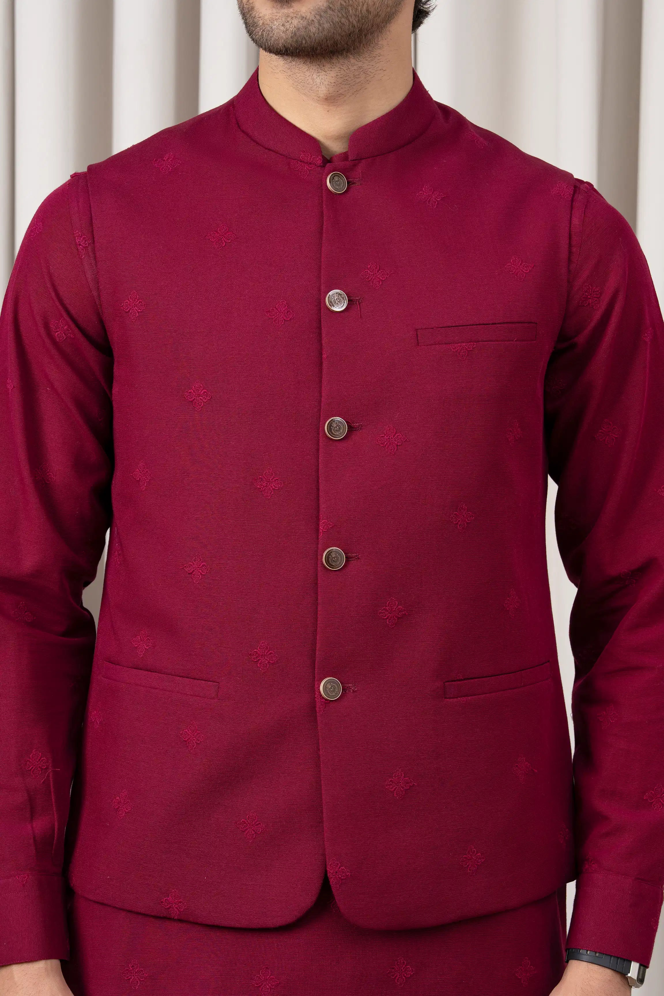 EMBROIDERED WAISTCOAT | PREMIUM COLLECTION MAROON