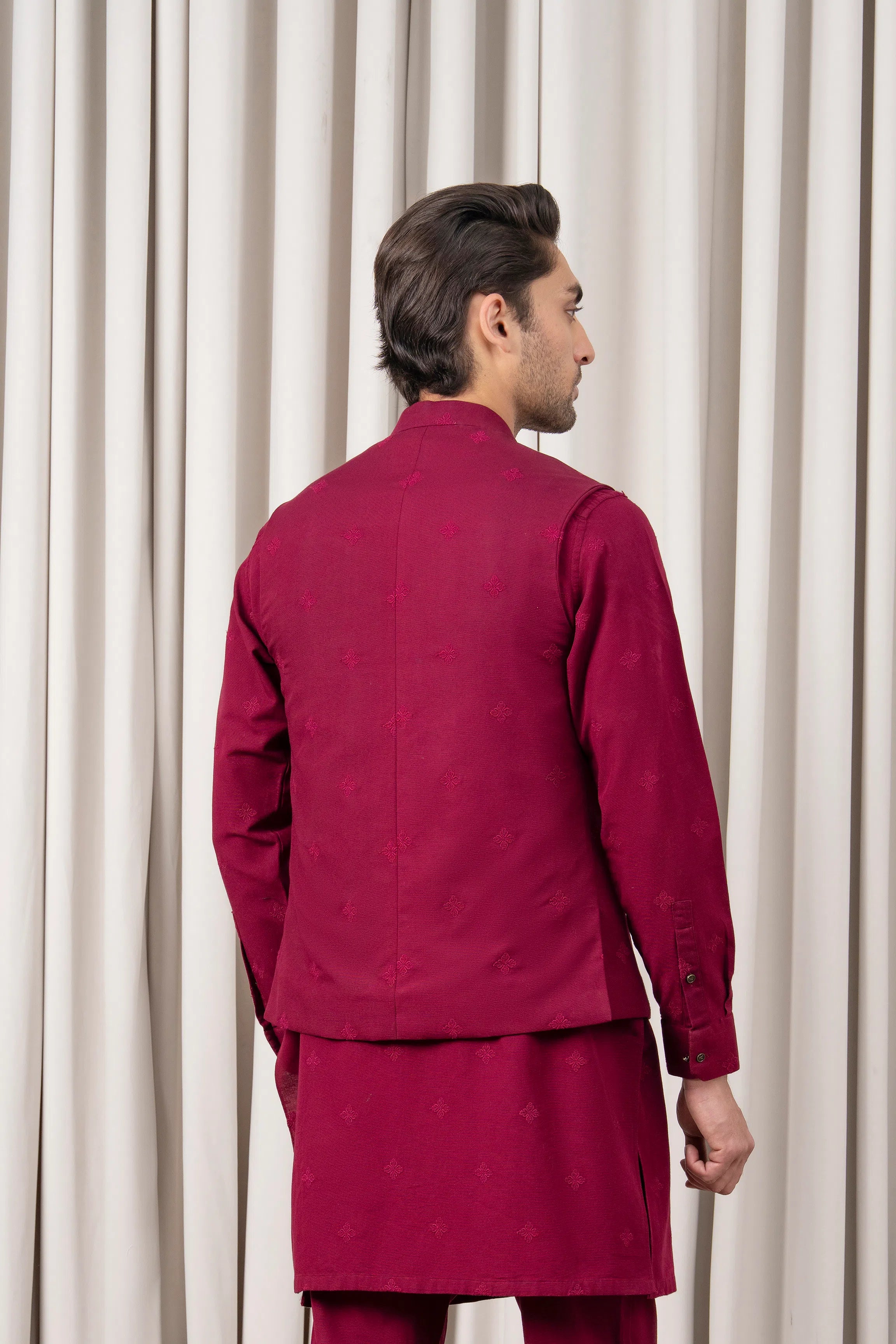 EMBROIDERED WAISTCOAT | PREMIUM COLLECTION MAROON