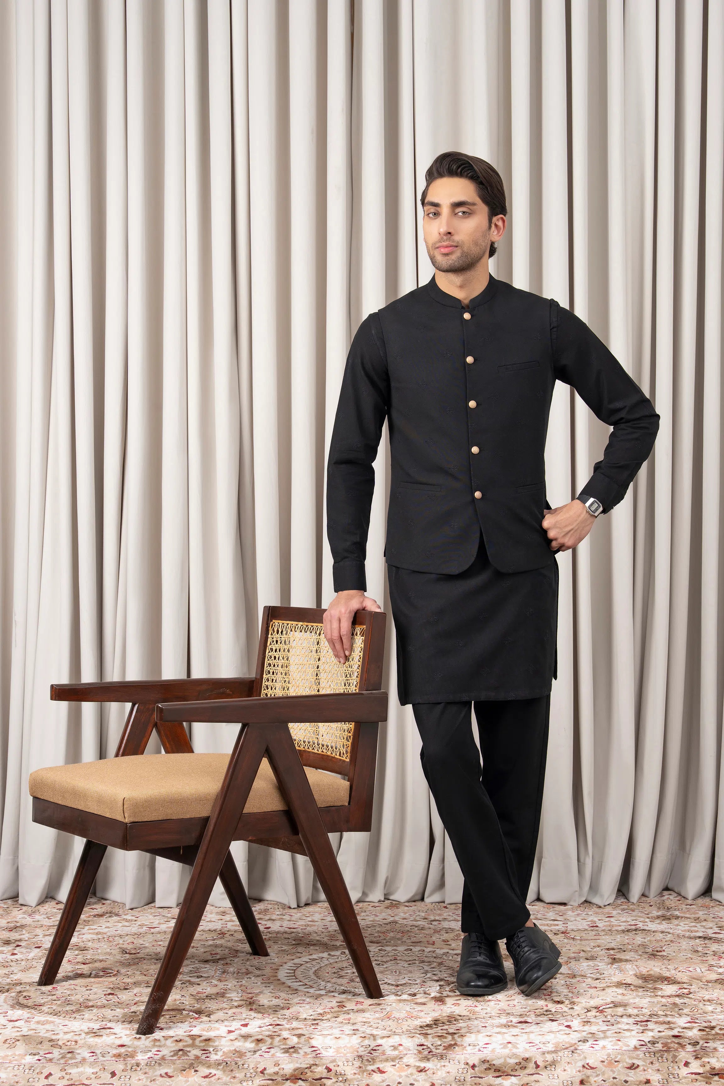 EMBROIDERED WAISTCOAT | PREMIUM COLLECTION BLACK