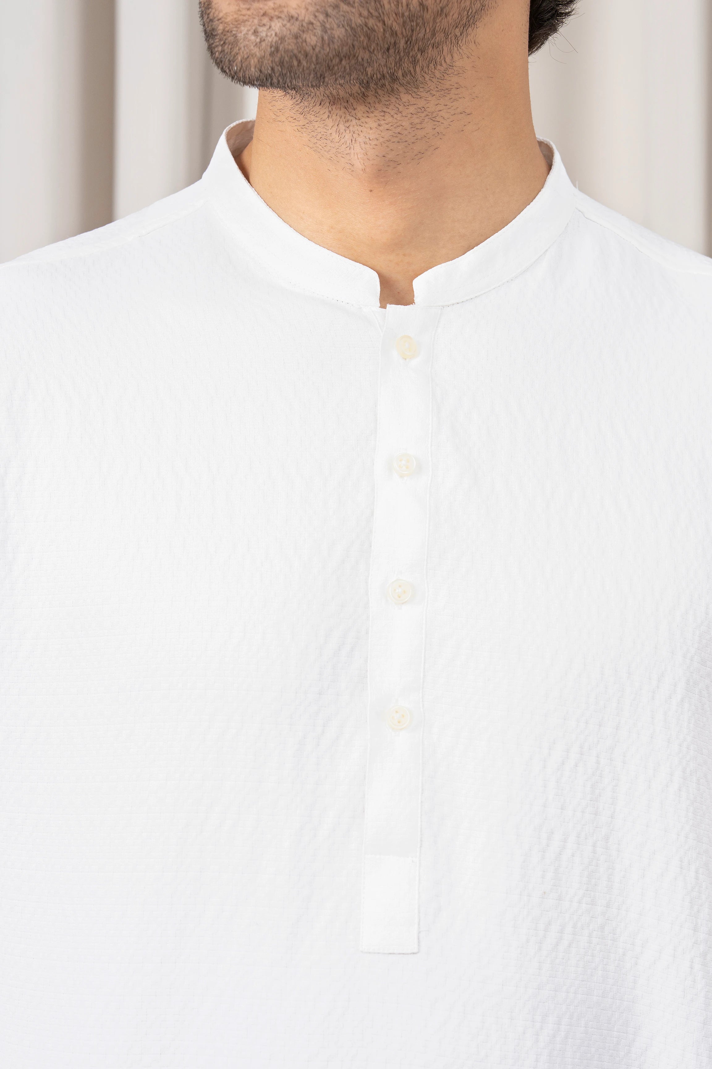 DOBBY TEXTURED KURTA PAJAMA - SIGNATURE COLLECTION WHITE