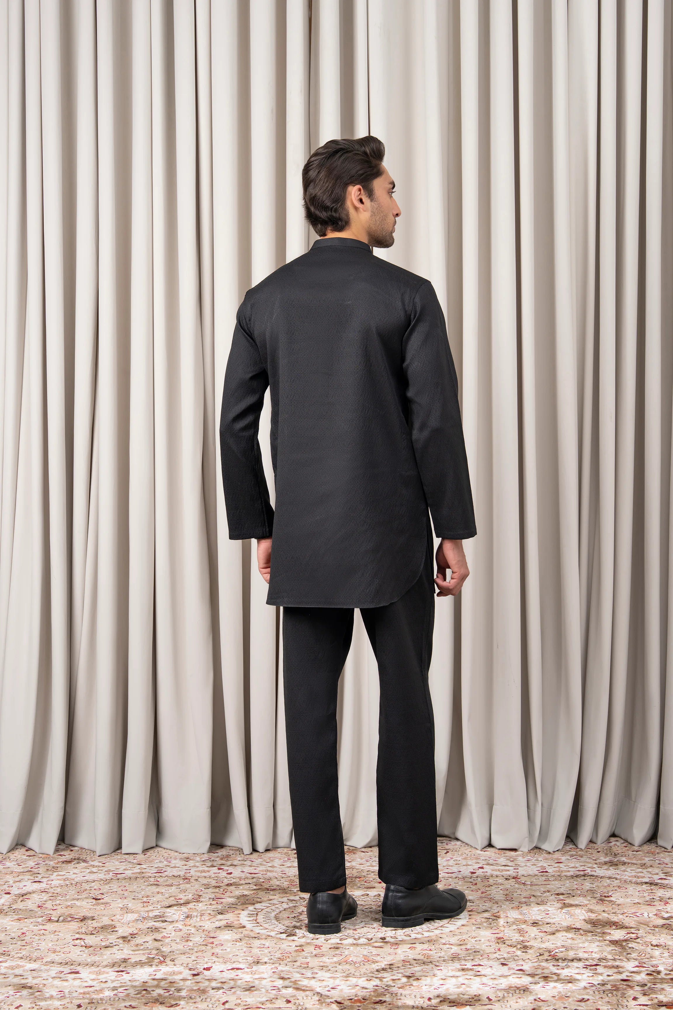 DOBBY TEXTURED KURTA PAJAMA - SIGNATURE COLLECTION BLACK