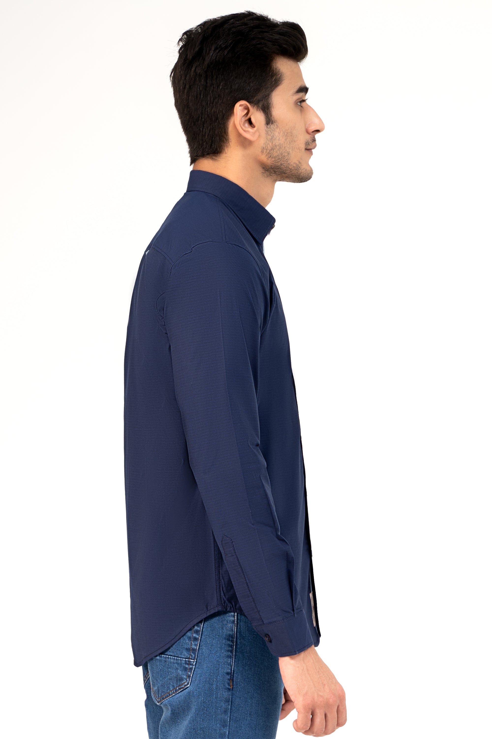 CASUAL SHIRT DARK BLUE SELF