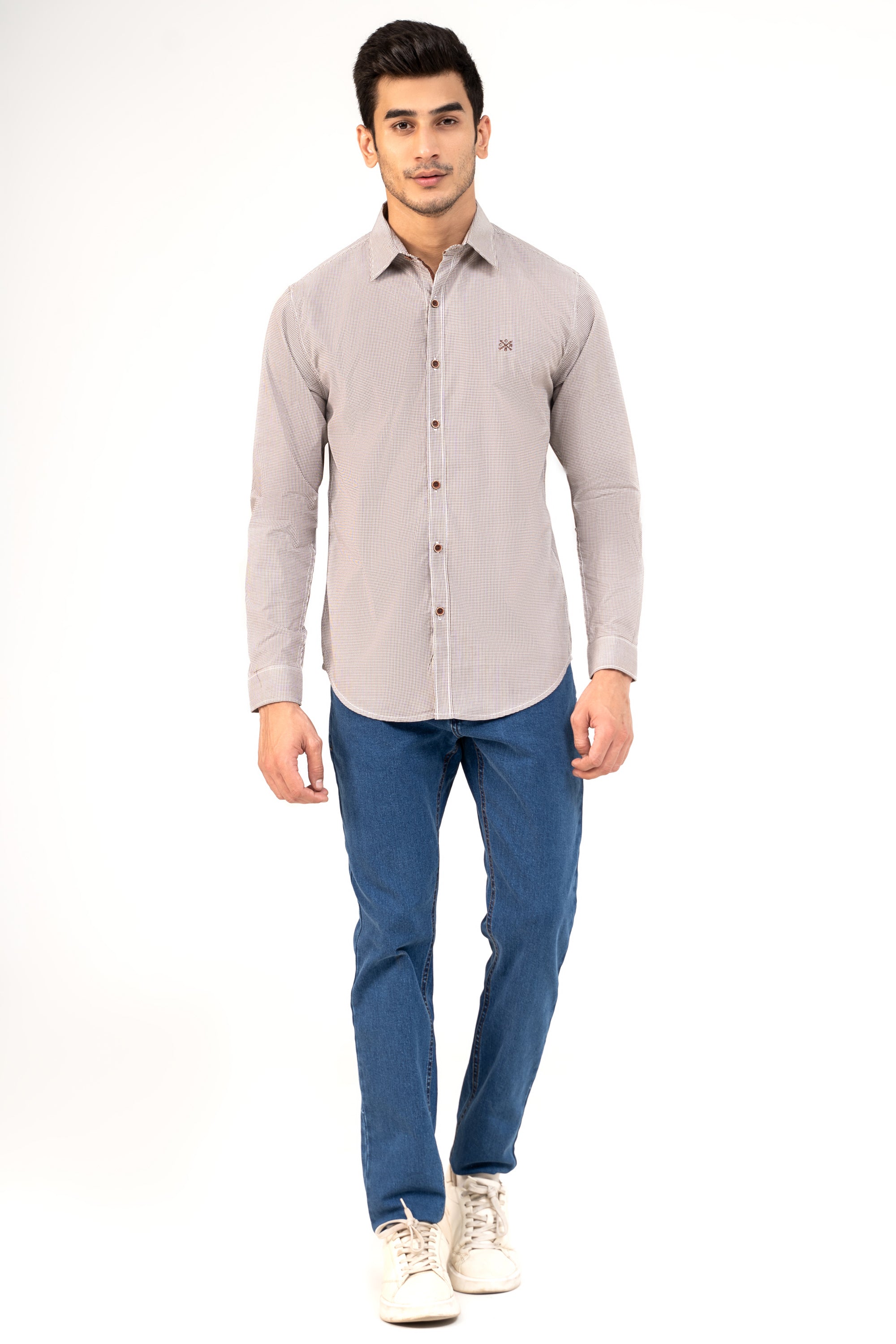 CASUAL SHIRT BROWN MINI CHECK