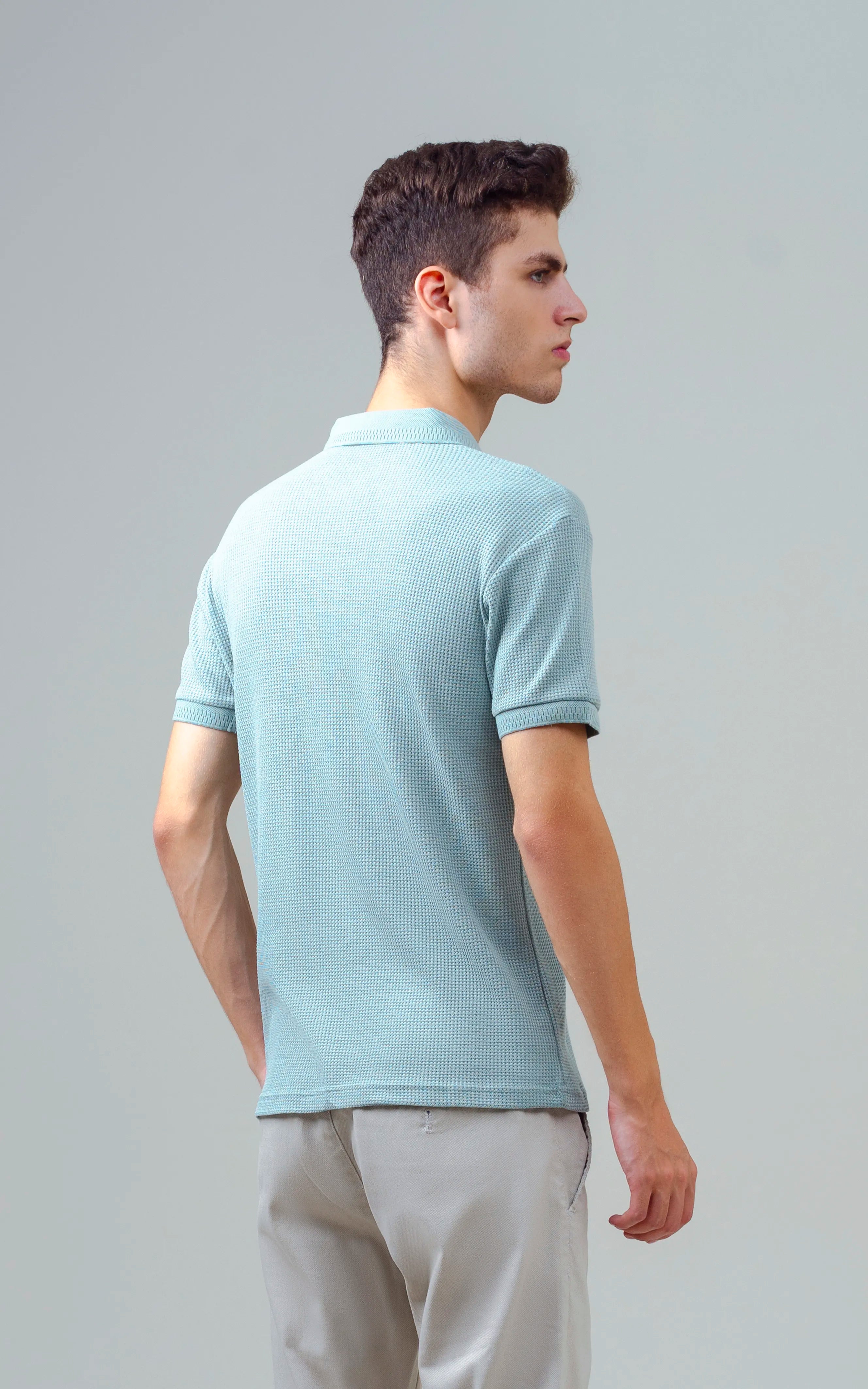 SELF JACQUARD POLO GREEN