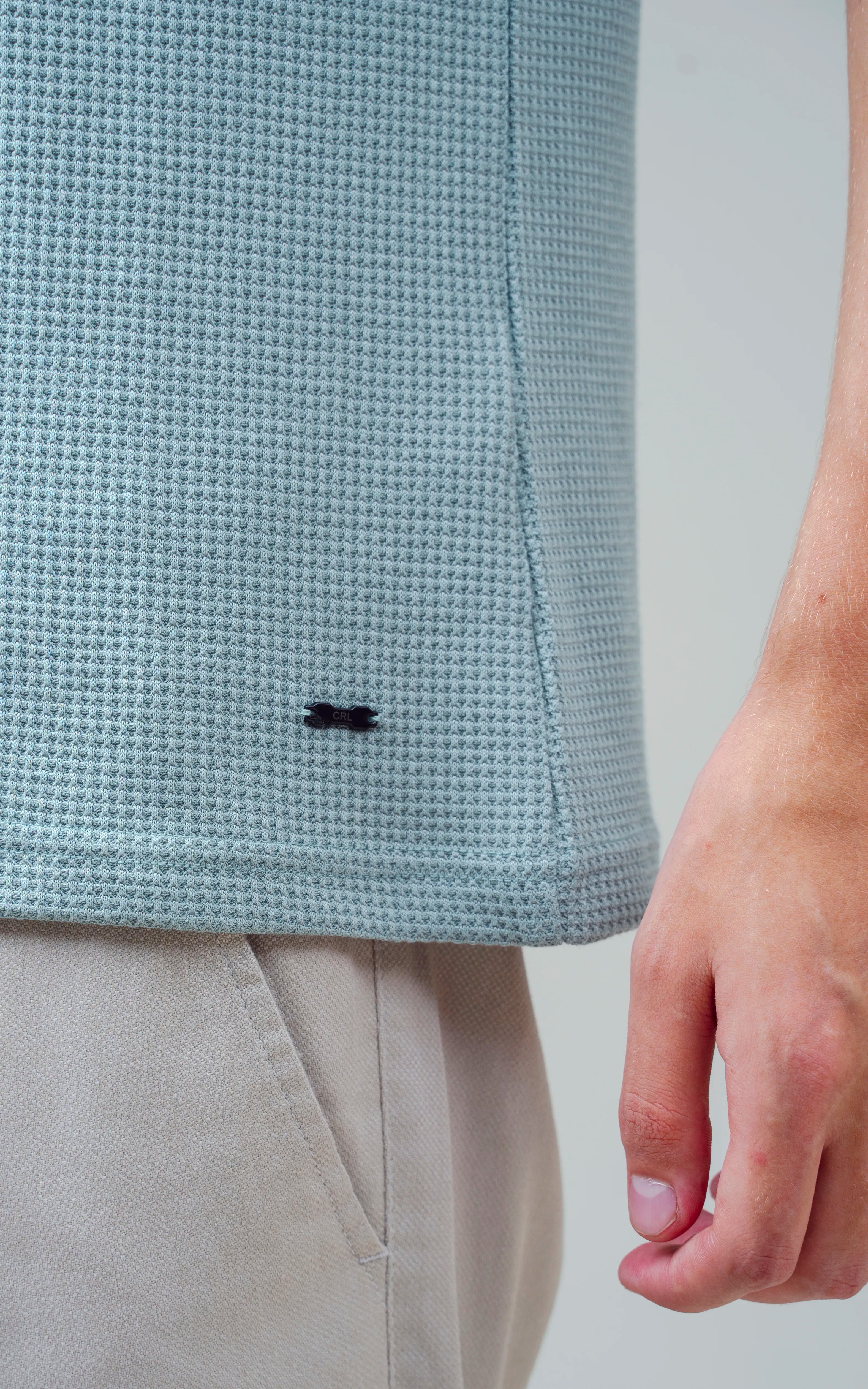 SELF JACQUARD POLO GREEN