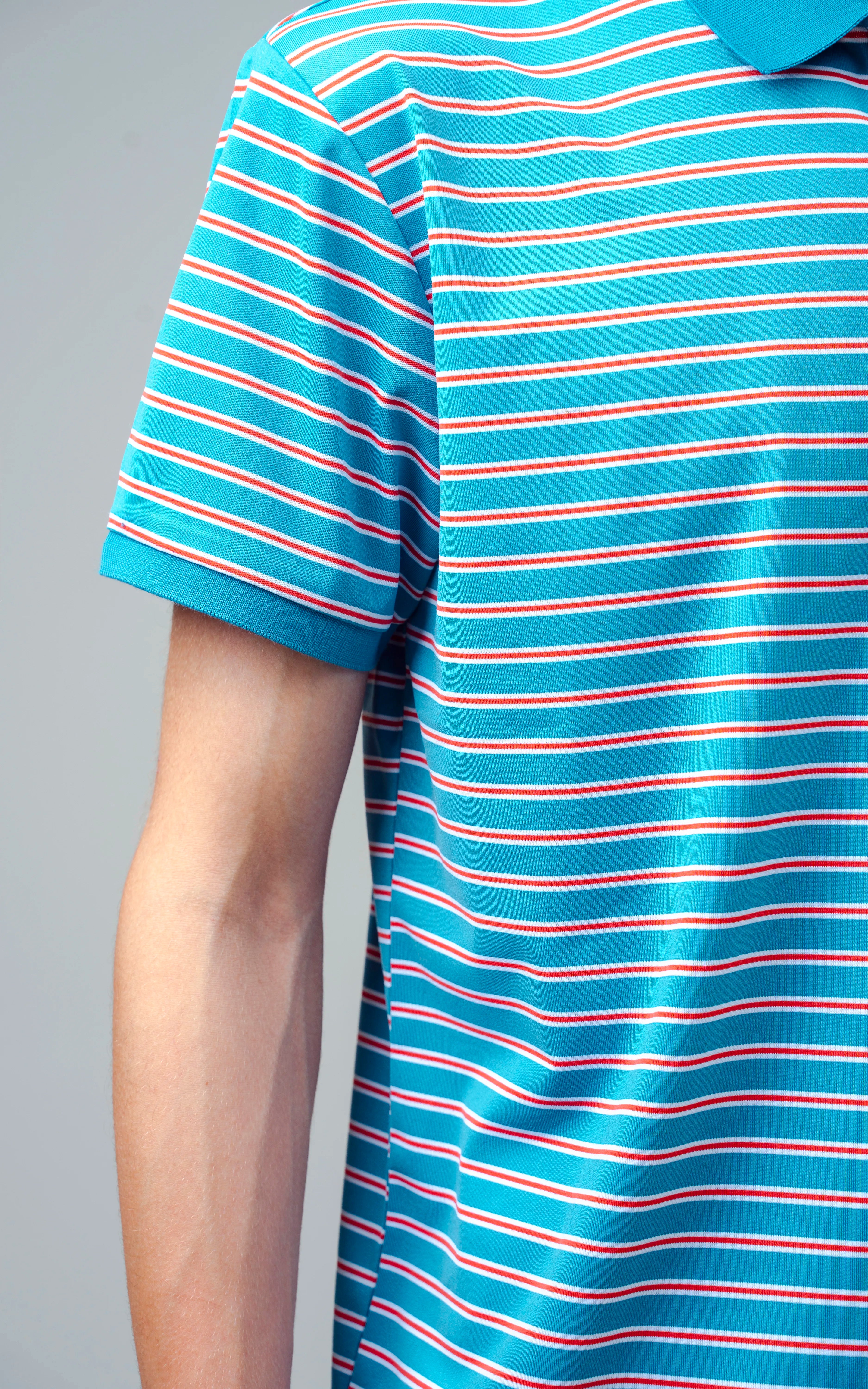 EXECUTIVE STRIPED POLO LIGHT AQUA BLUE