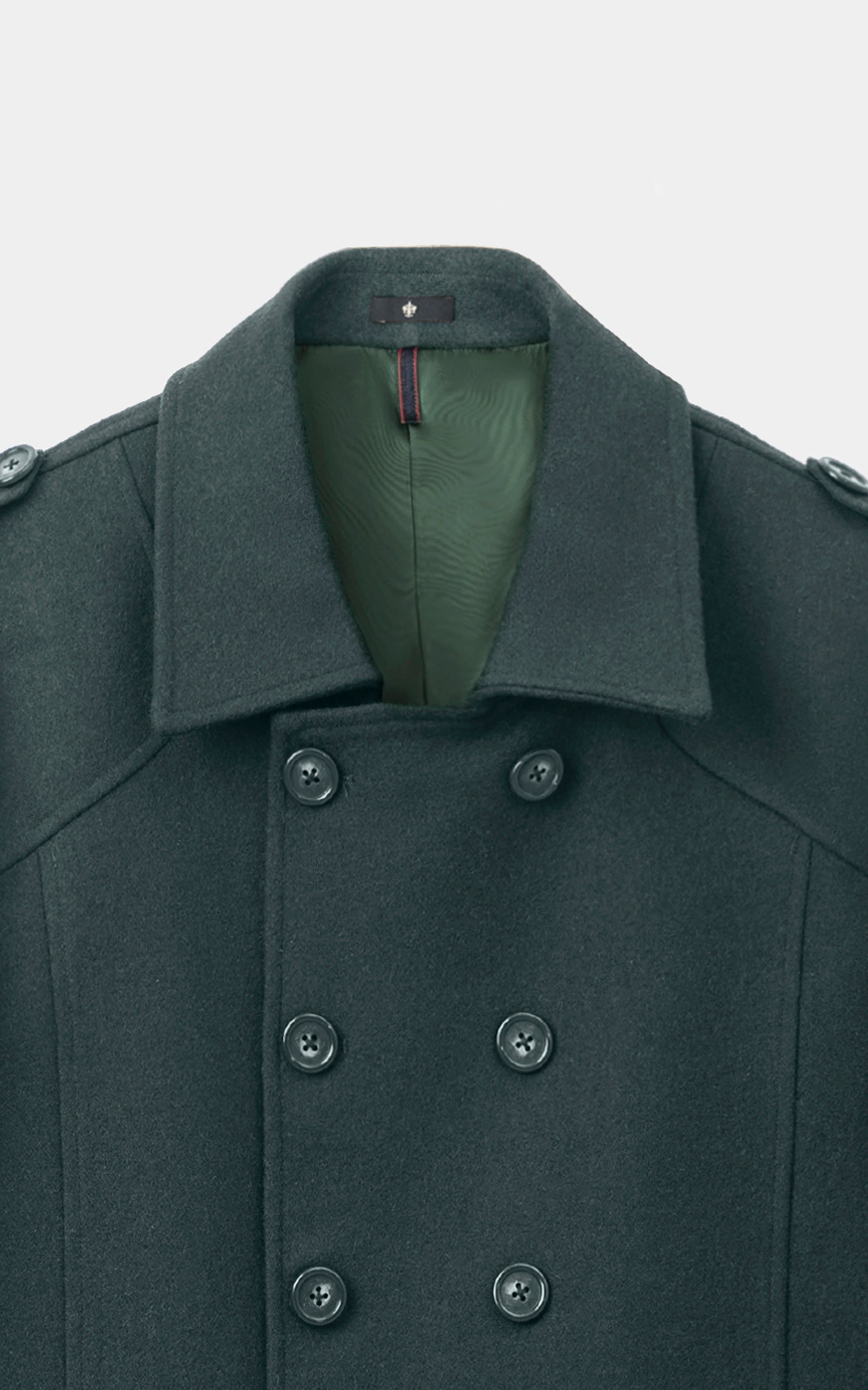 DOUBLE BREASTED PEACOAT GREEN
