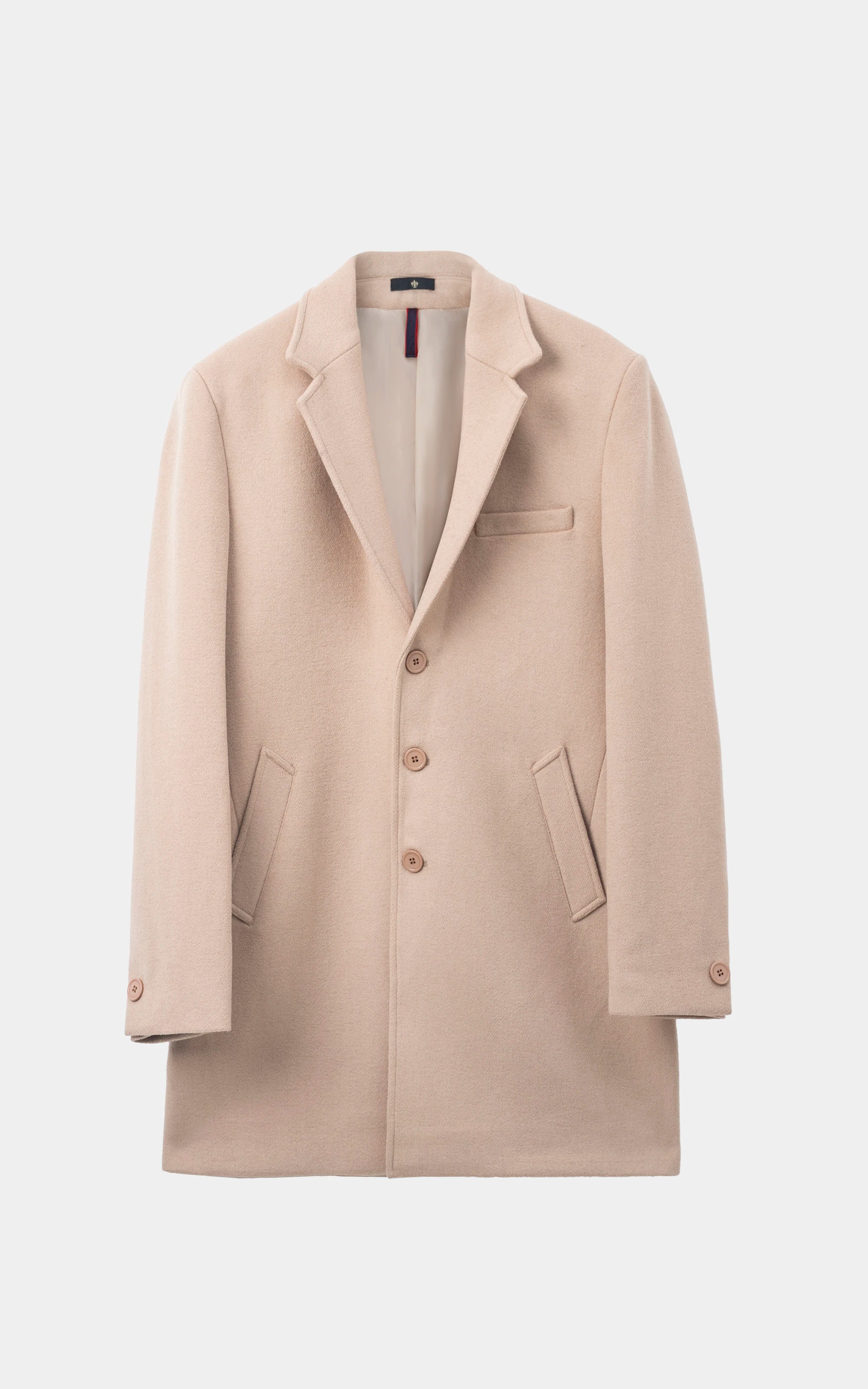 NOTCH LAPEL SMART FIT LONG COAT KHAKI