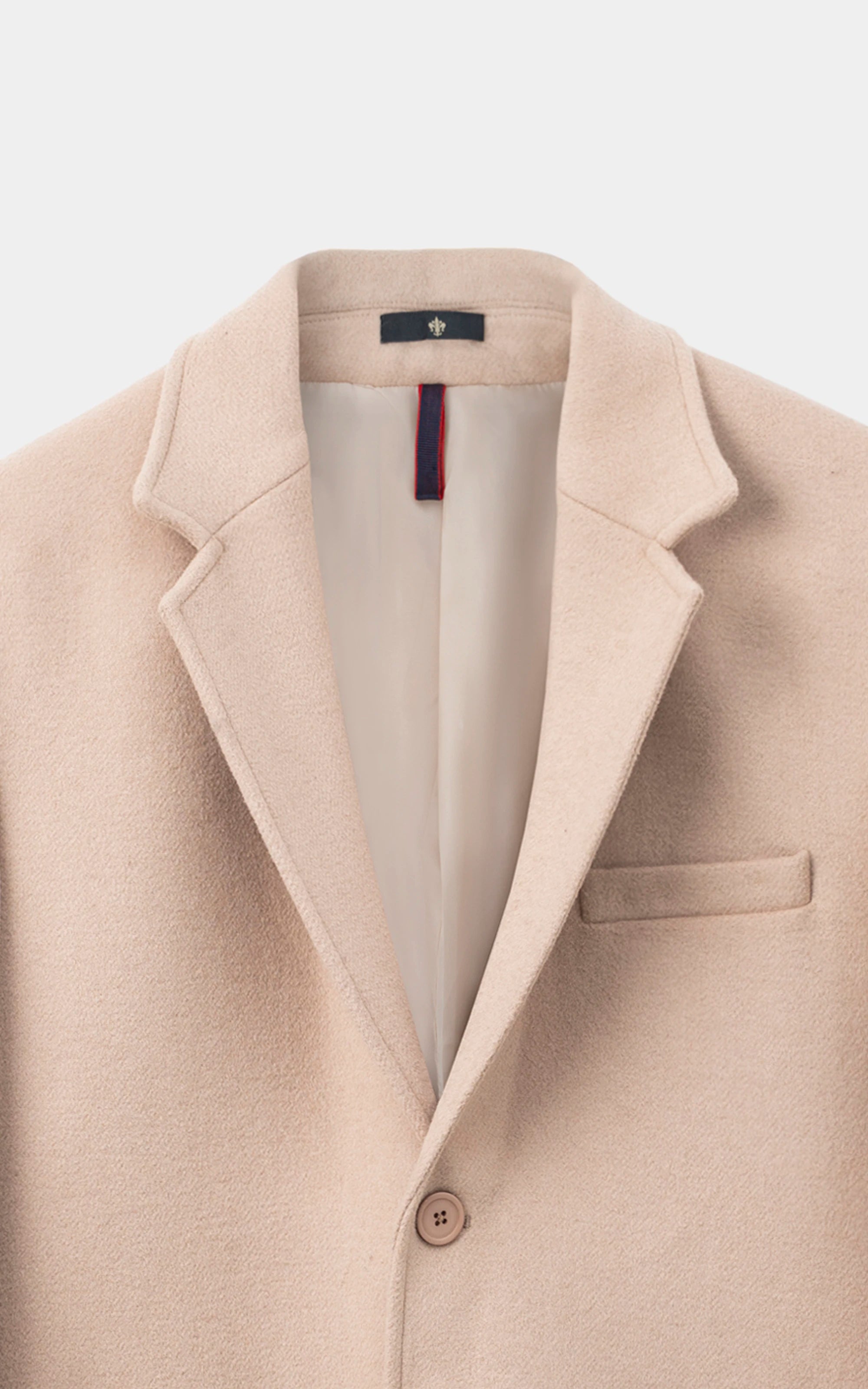 NOTCH LAPEL SMART FIT LONG COAT KHAKI
