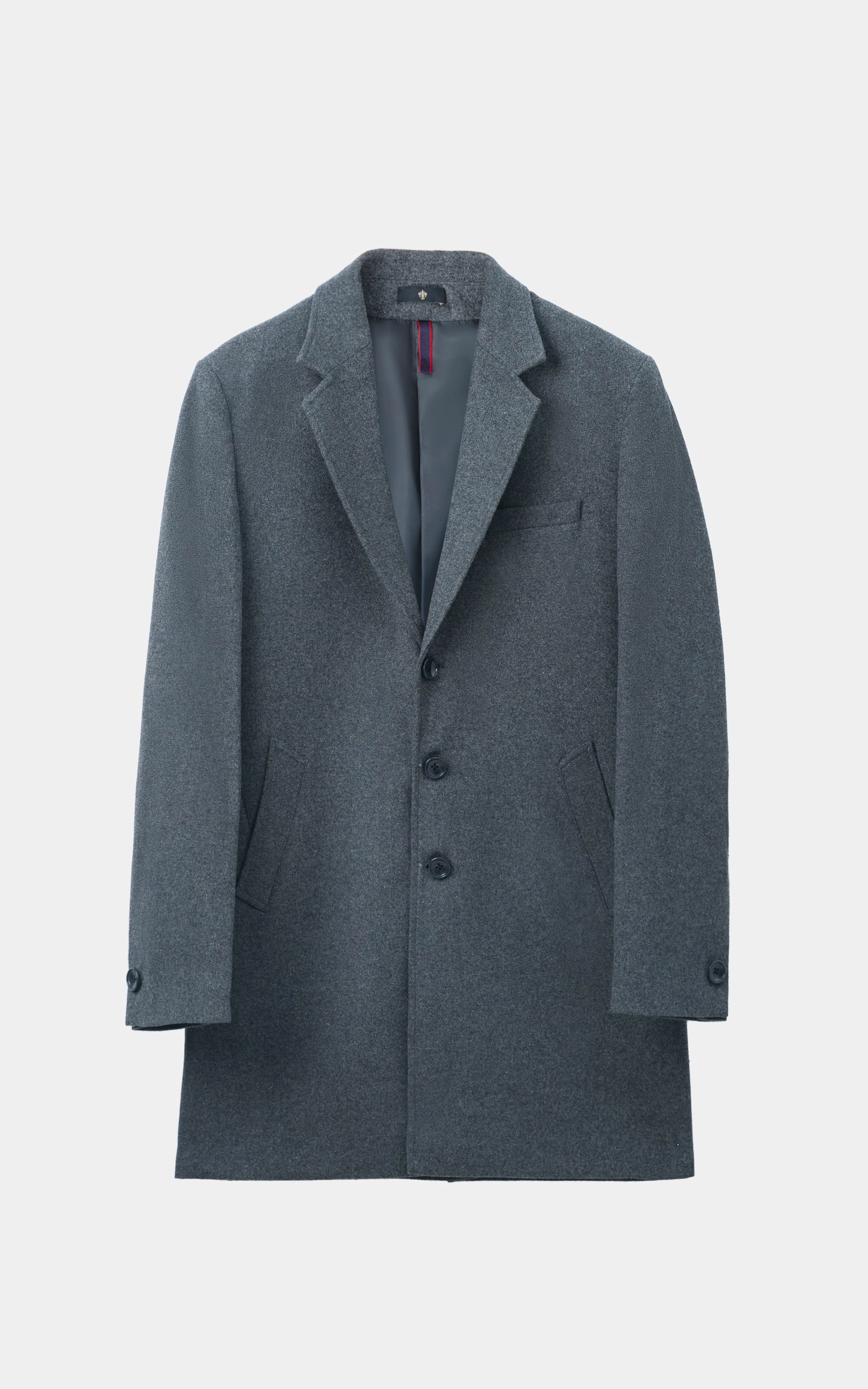NOTCH LAPEL SMART FIT LONG COAT CHARCOAL