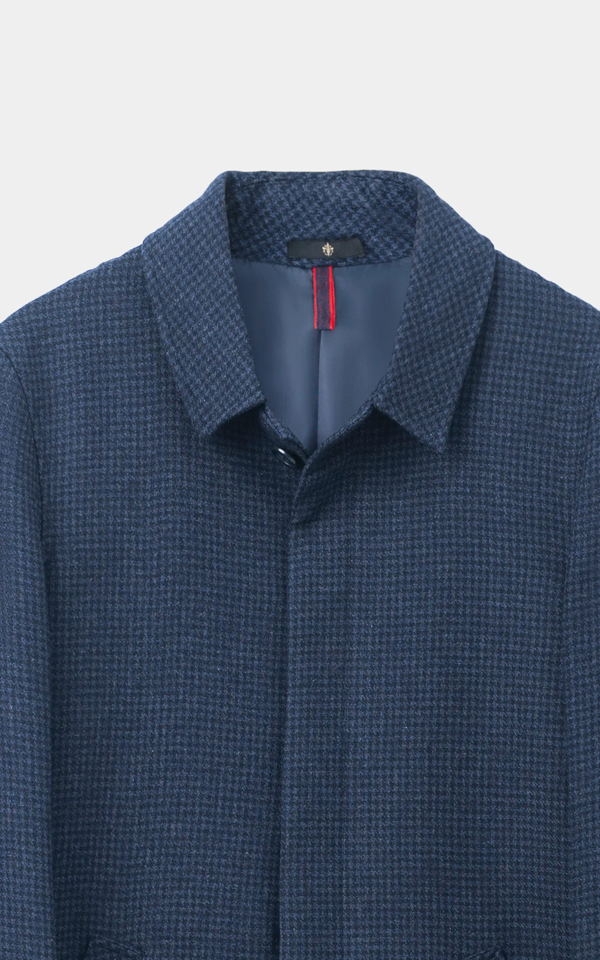 BUTTON FRONT LONG COAT NAVY TEXTURED