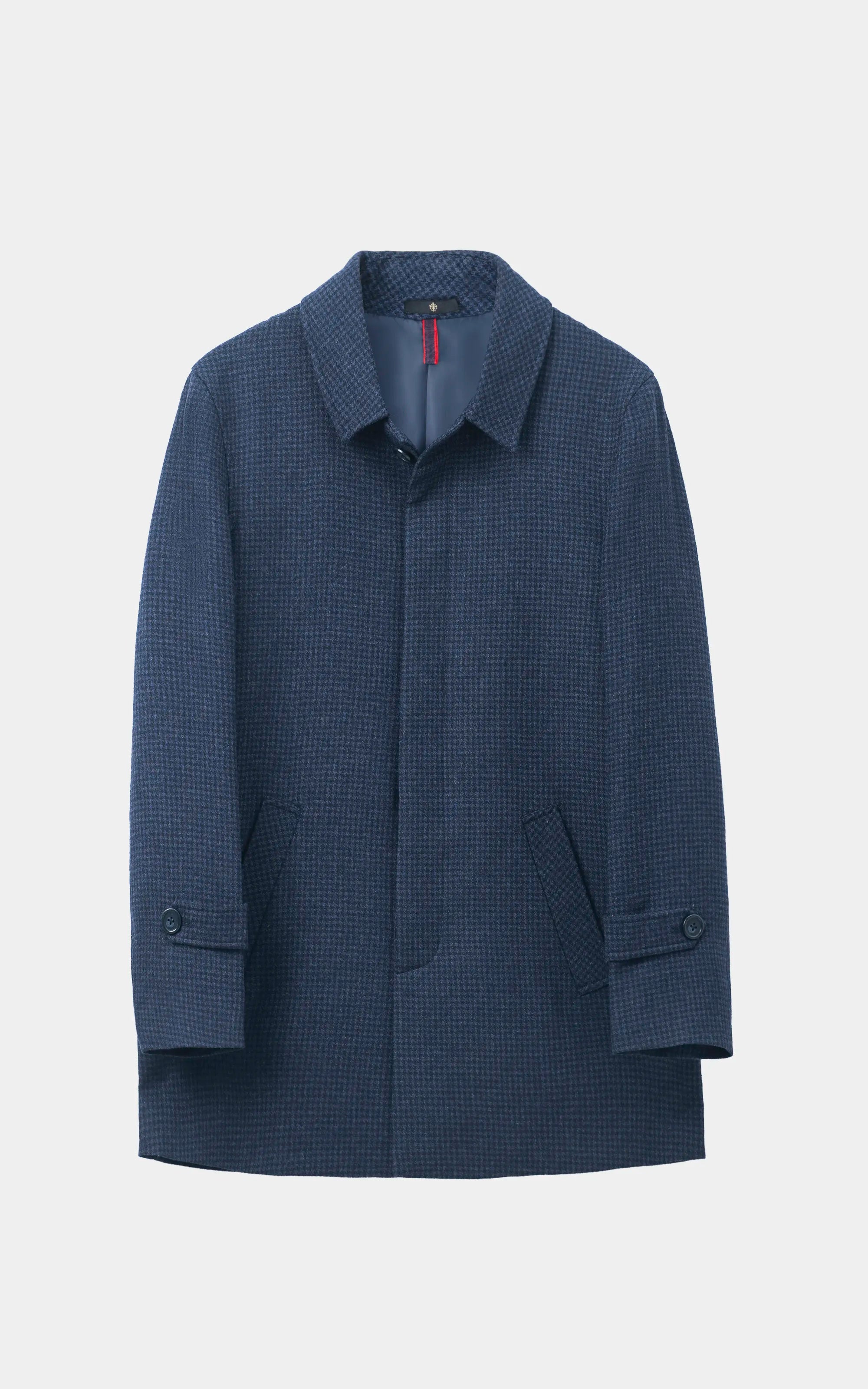 BUTTON FRONT LONG COAT NAVY TEXTURED