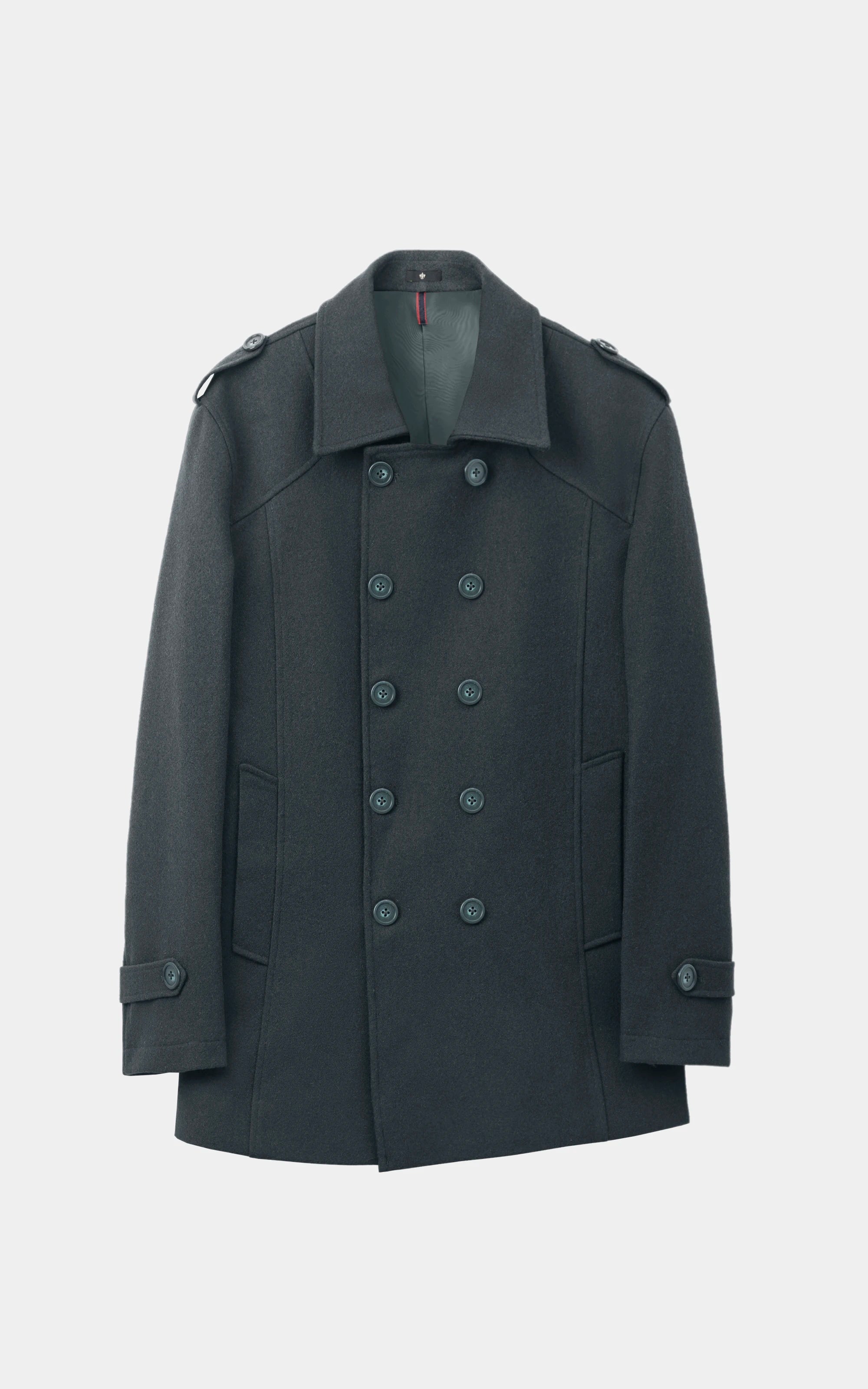 DOUBLE BREASTED PEACOAT DARK OLIVE