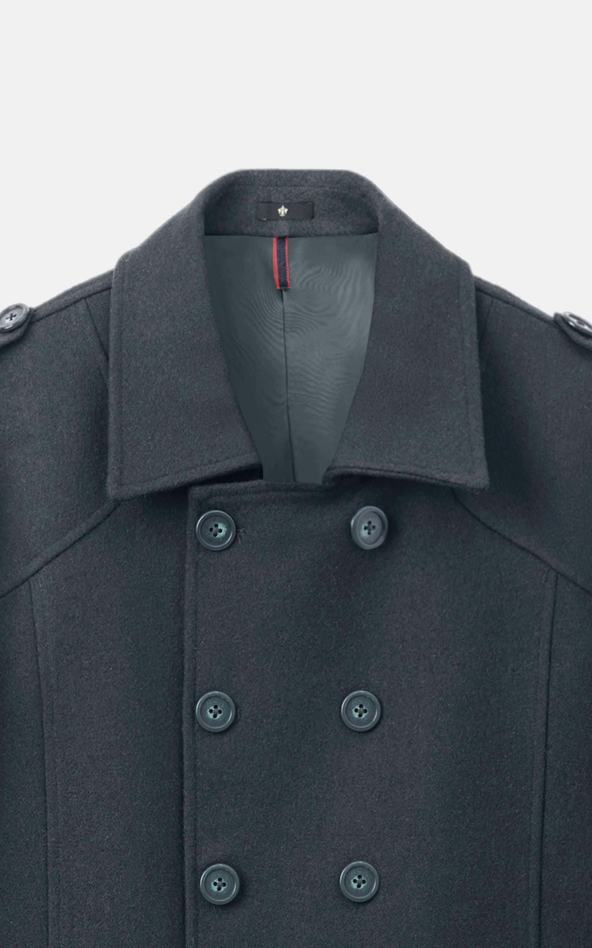 DOUBLE BREASTED PEACOAT DARK OLIVE