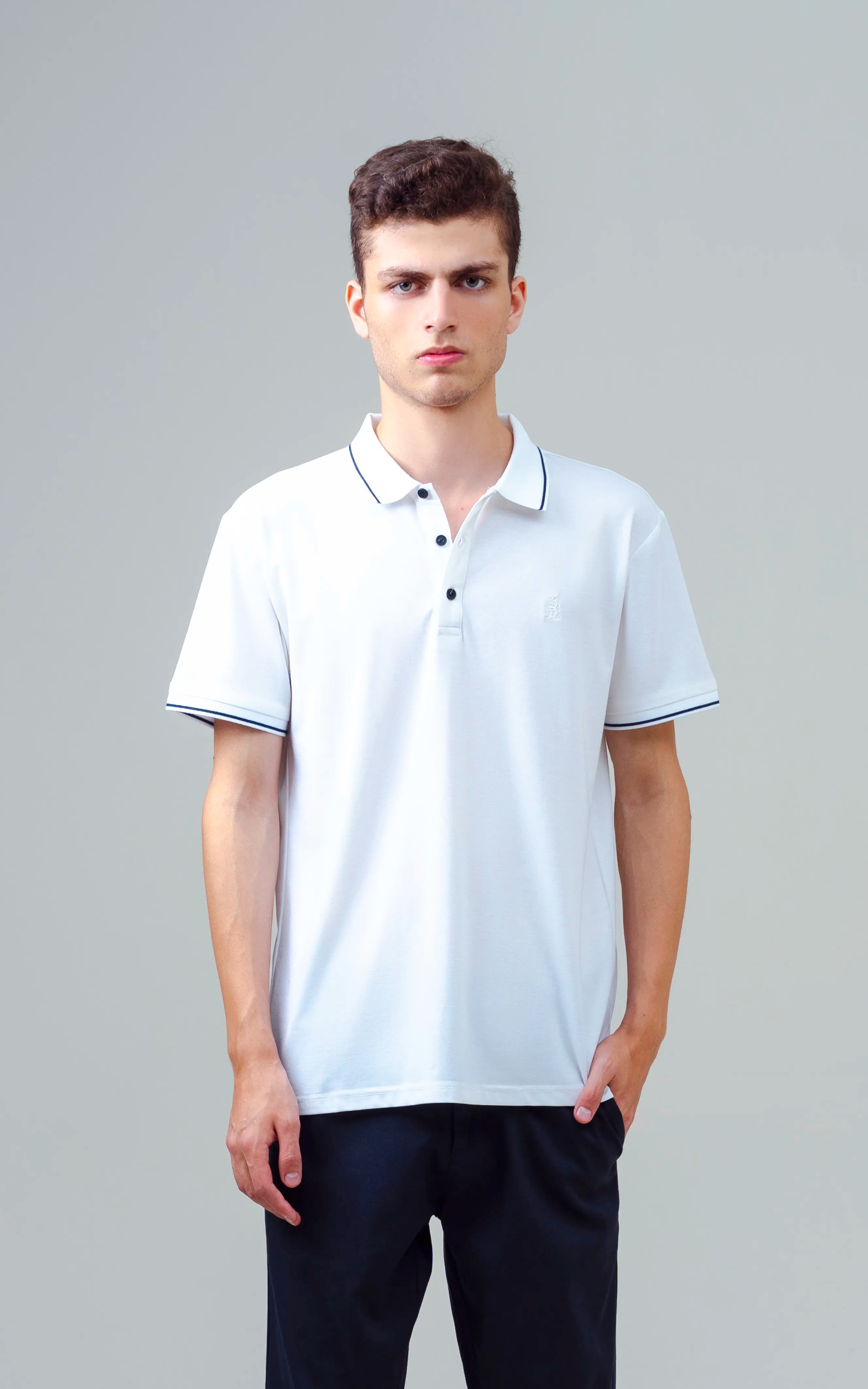 EXECUTIVE TIPPING POLO OFF WHITE