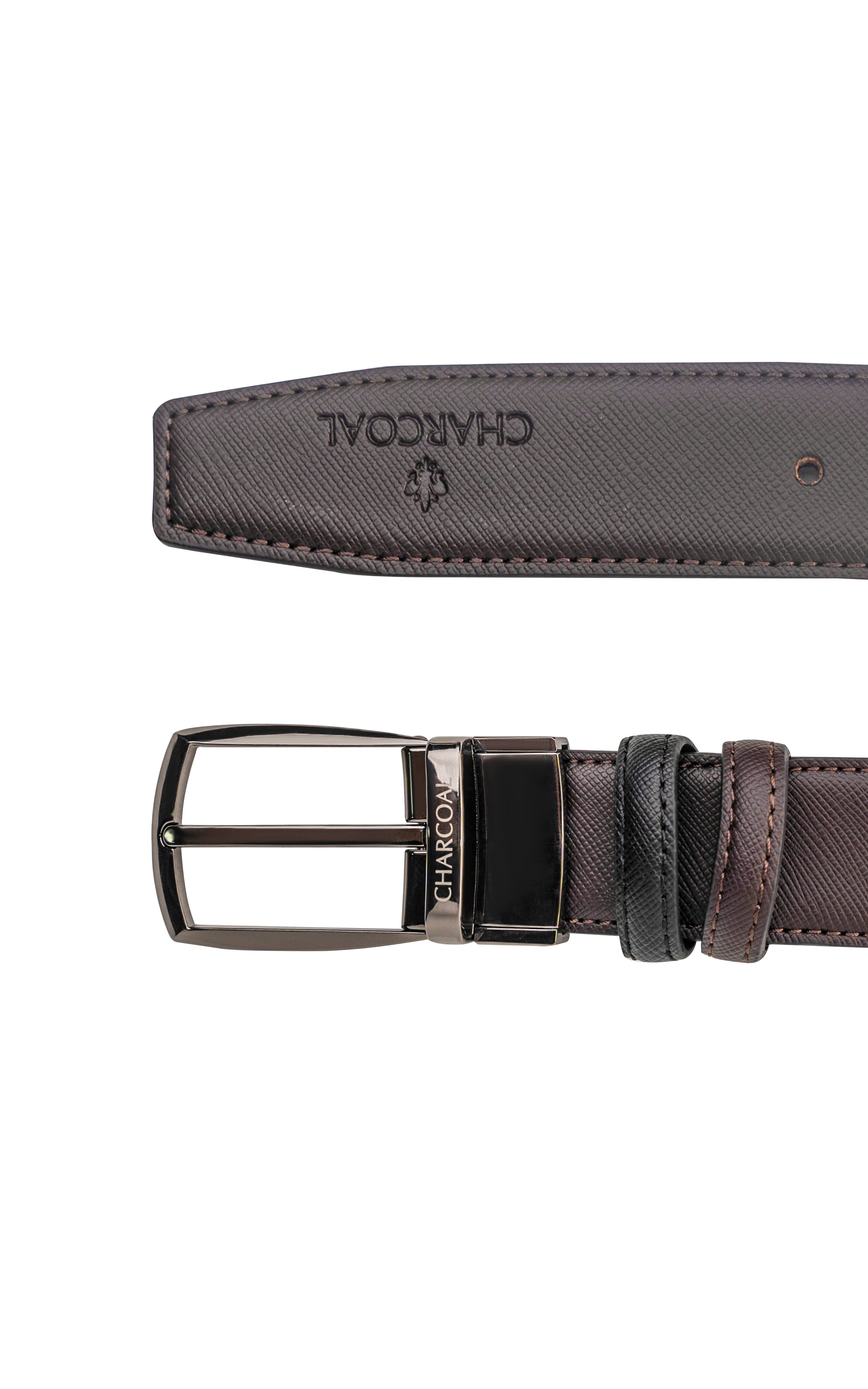 Self Textured Reversible Belt Black/ Brown